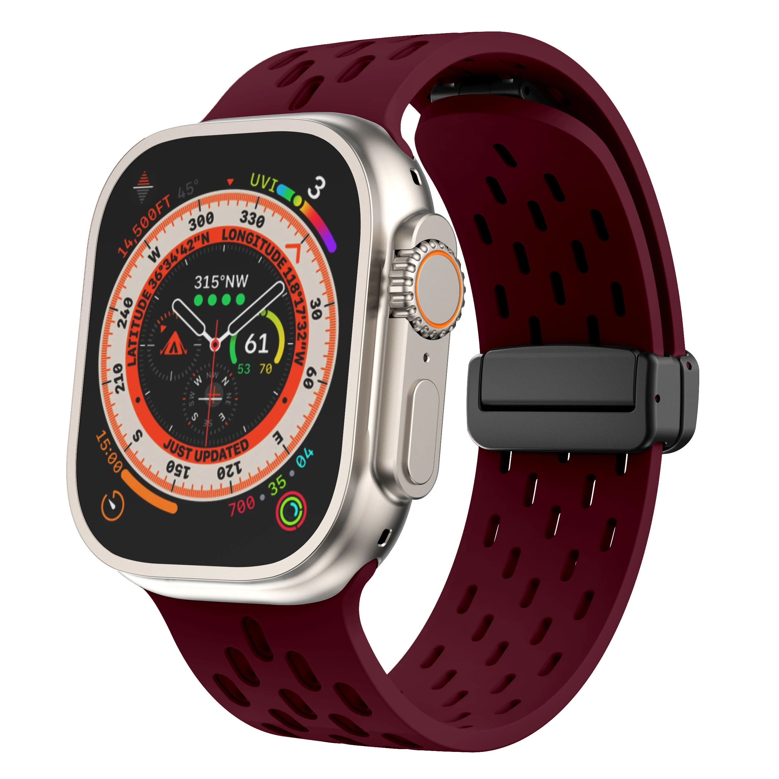 Breathable Silicone Magnetic Watch Bands - Adjustable & Comfortable Wristband for Apple Watch, Samsung, Fitbit - Perfect for Workouts, Running & Daily Wear