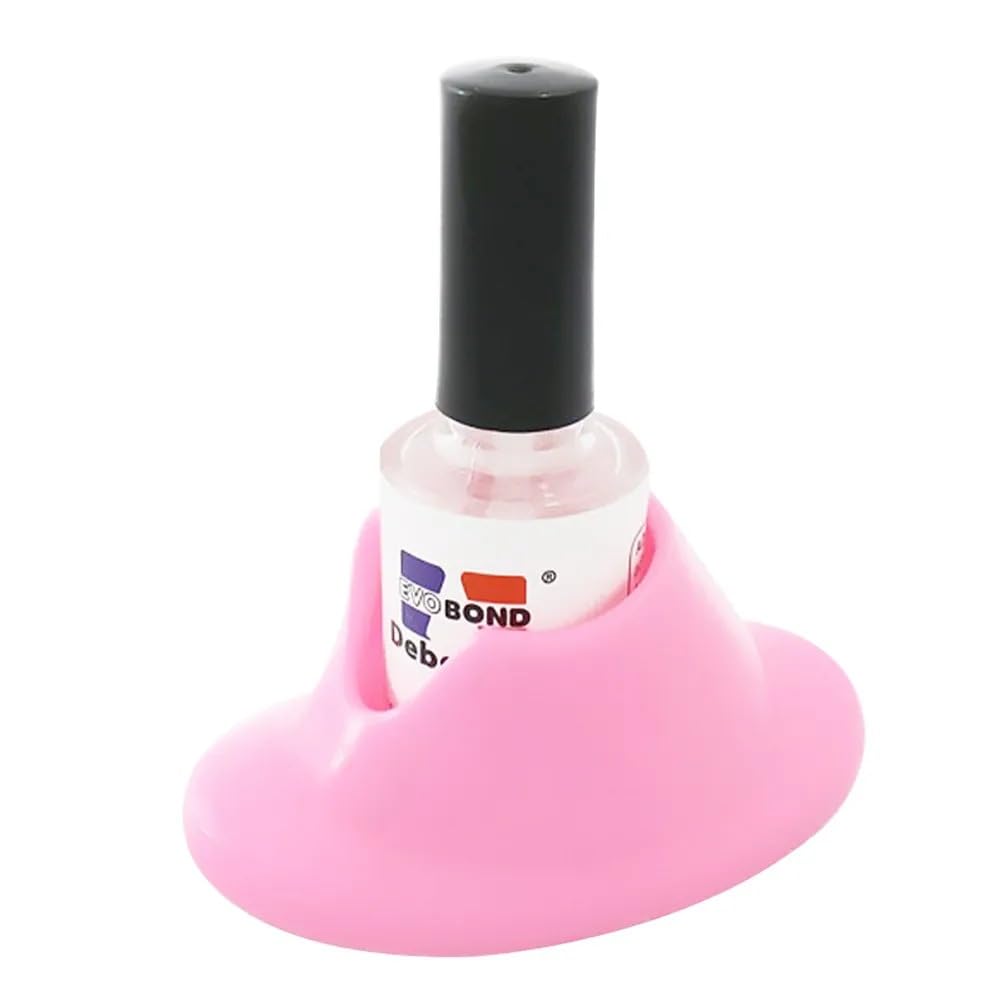 2Pcs Pink & White Soft Rubber Nail Polish Bottle Holder - Anti-Spill Nail Art Organizer Stand for Salon & Home Manicure Tools - Perfect for Nail Polish Display & Storage in Beauty Salons, Home Nail Stations & Professional Makeup Kits