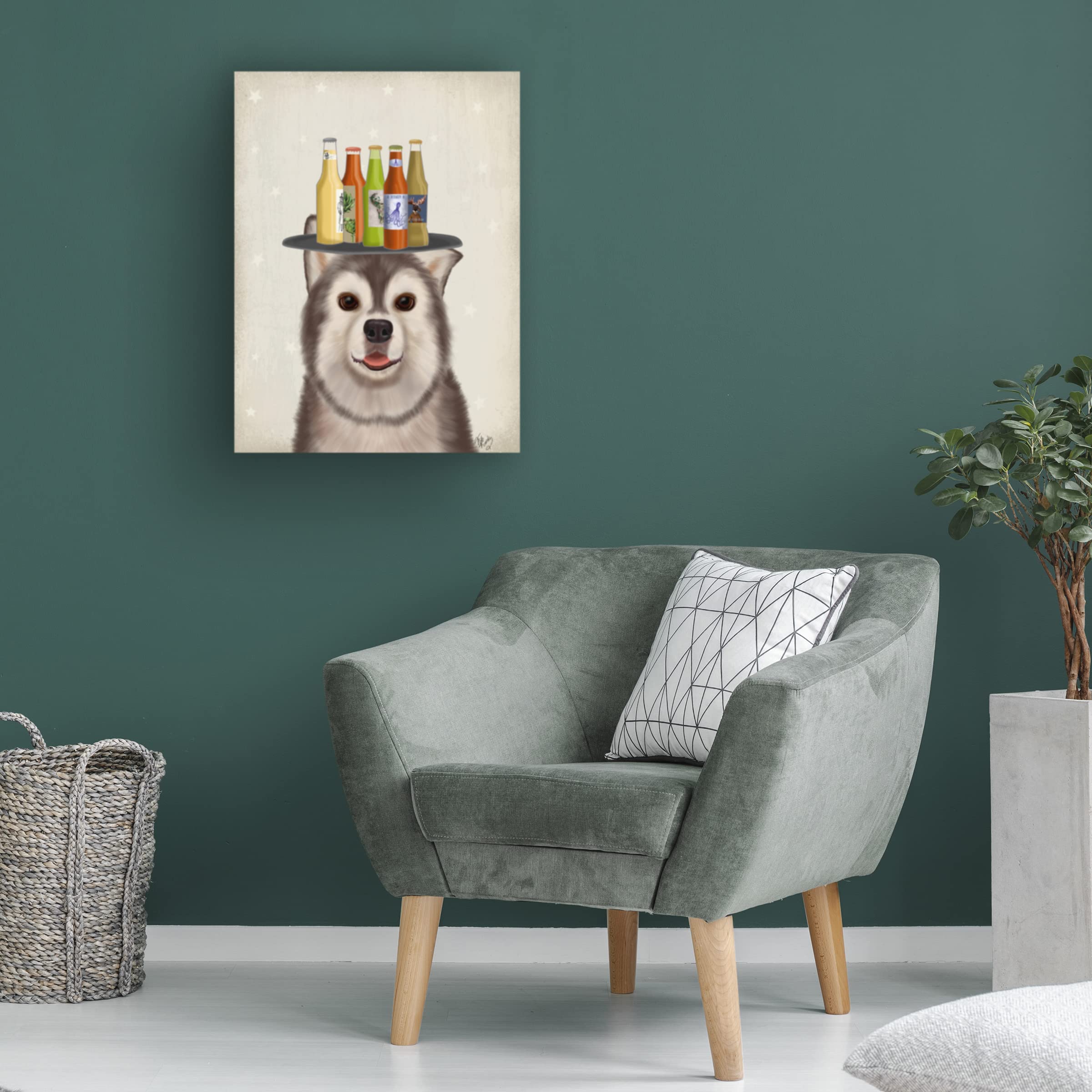 Trademark Fine Art 'Husky 1 Beer Lover' Canvas Print by Fab Funky - Perfect for Man Cave, Bar Decor & Beer Enthusiast Gifts