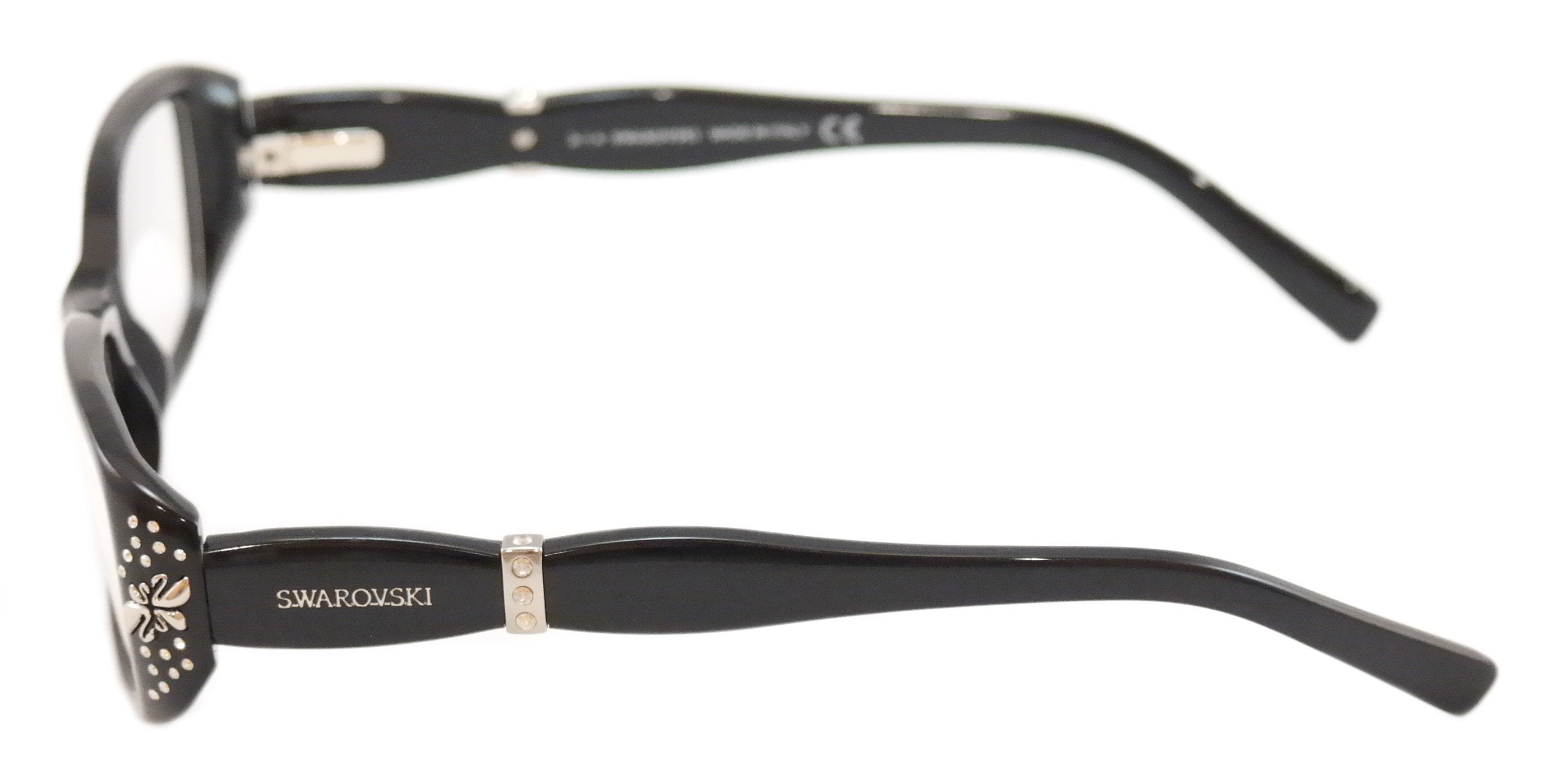 Swarovski Brooklyn SW5057 Black Plastic Eyeglass Frames - Made in Italy | 53-15-135 | Stylish & Durable for Work, Reading & Everyday Wear