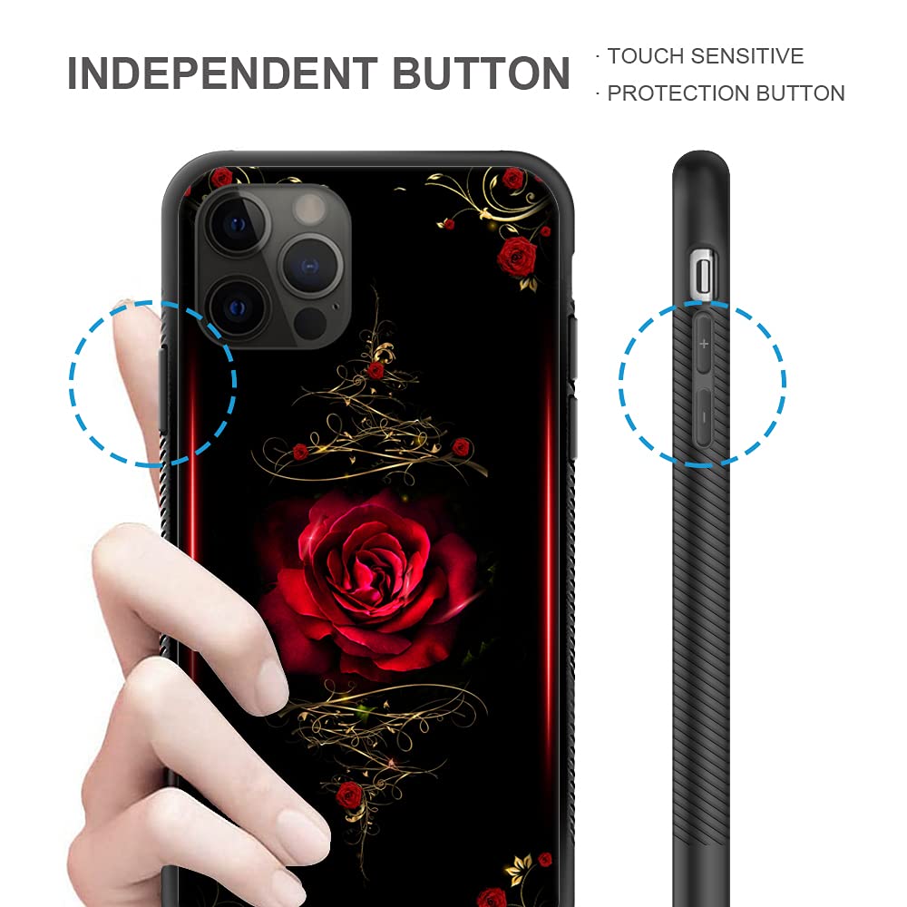 iPhone 12 Pro Max Case 6.7 Inch - Spiritual Rose Pattern Hard PC Back & Soft TPU Bumper Protective Cover | Shockproof, Non-Slip Grip | Perfect for Women's Daily Use, Work & Travel