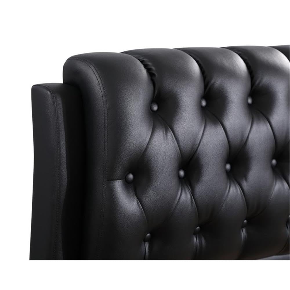 Glory Furniture Marilla Faux Leather Upholstered Full Size Bed Frame in Black - Modern Bedroom Furniture for Adults & Guest Rooms