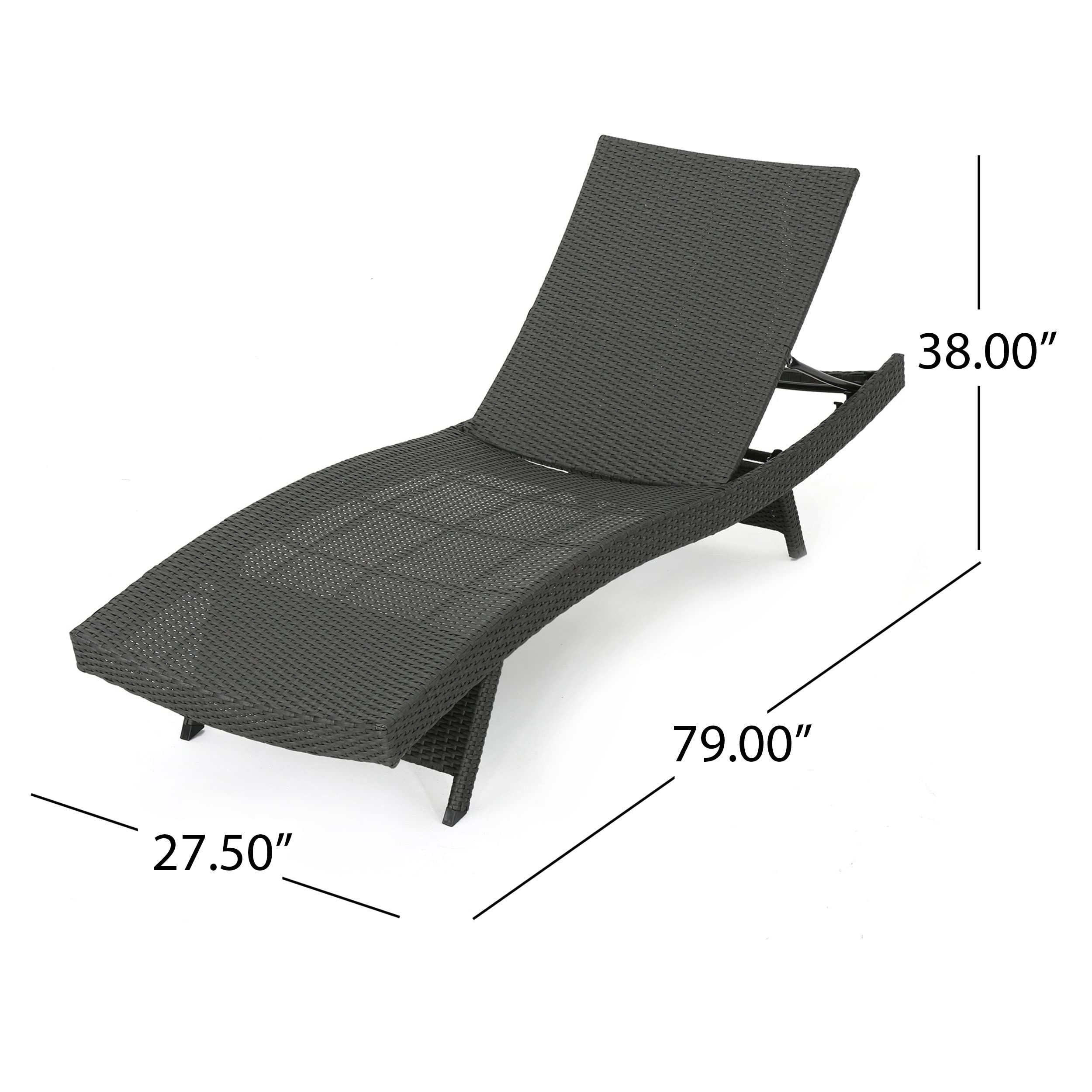 Christopher Knight Home Salem Outdoor Wicker Chaise Lounge Chairs, 2-Piece Set, Grey - Perfect for Poolside Relaxation, Patio Lounging & Backyard Sunbathing