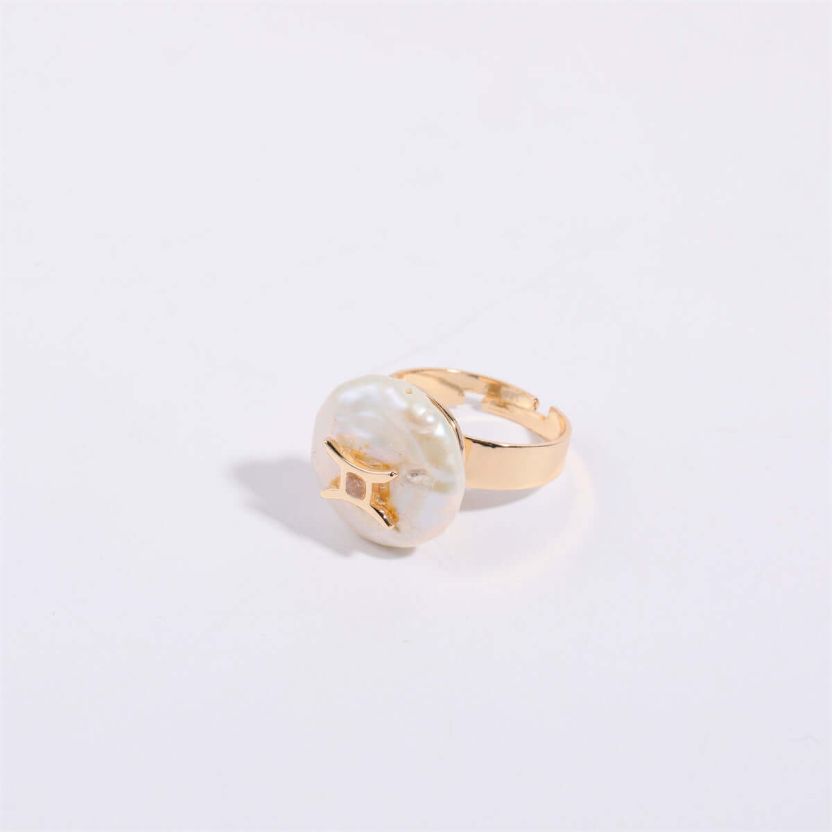 14K Gold Zodiac Sign Pearl Stacking Ring - Aries, Taurus, Gemini, Cancer, Leo, Virgo, Libra, Scorpio, Sagittarius, Capricorn, Aquarius, Pisces | Elegant Dainty Jewelry for Women | Perfect for Birthday Gifts, Anniversary, Valentine's Day & Everyday Wear (MQ801)
