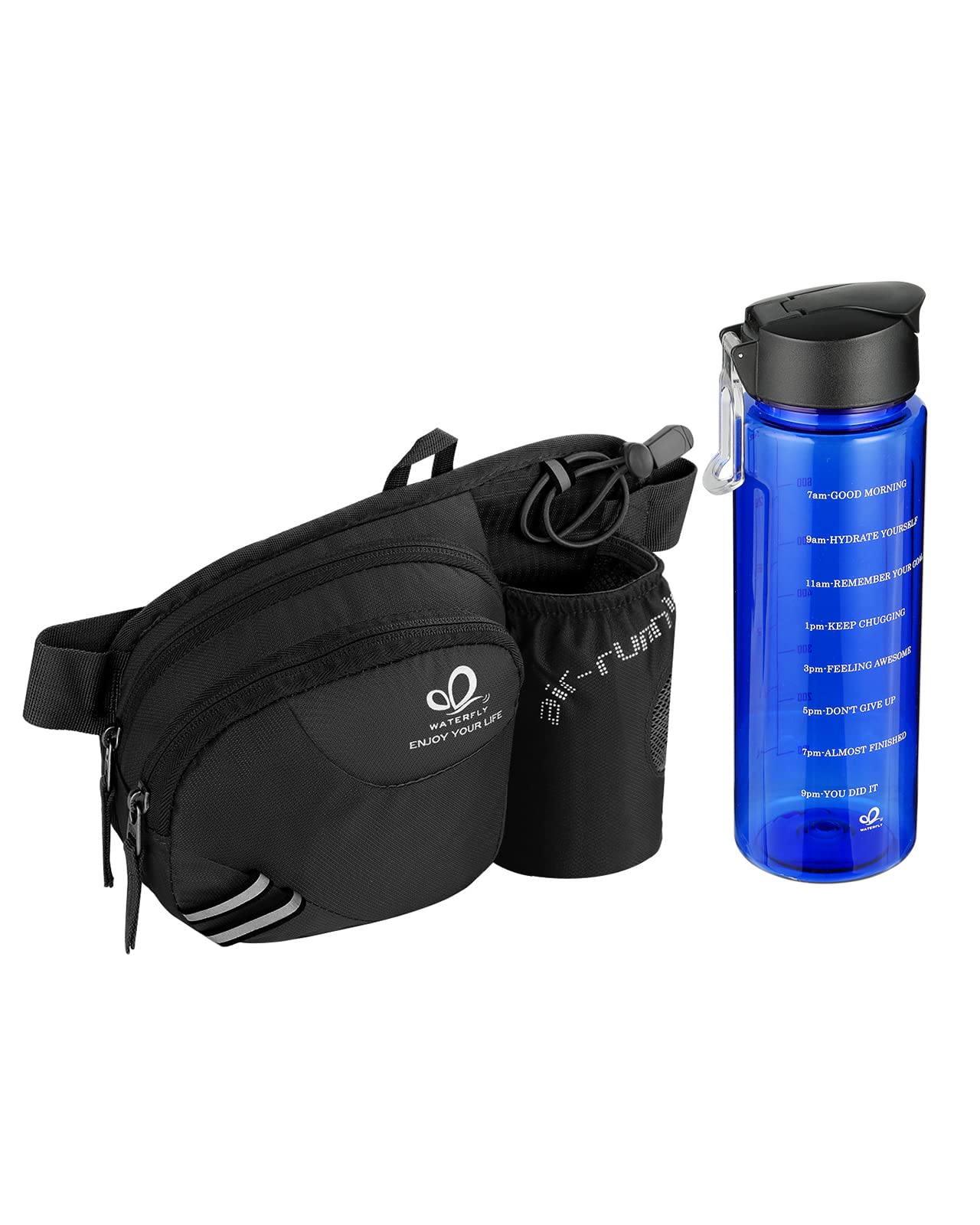 WATERFLY Hiking Fanny Pack with 24oz BPA-Free Water Bottle - Outdoor Adventure Gear