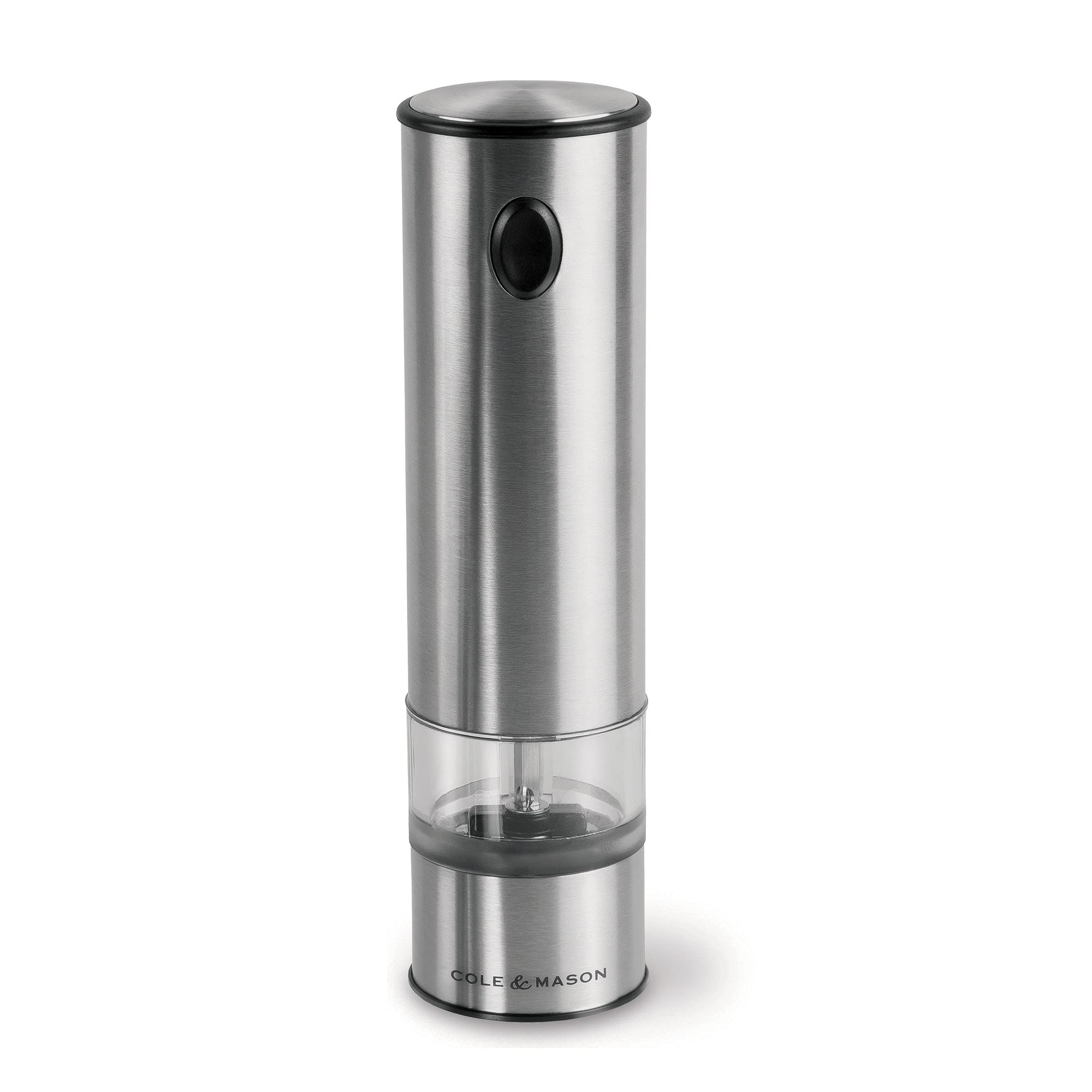 Cole & Mason Battersea Electronic Salt & Pepper Mill Set - One-Touch Adjustable Grinder with Stainless Steel Finish - Refillable & Coarse to Fine Settings - Perfect for Kitchen, Dining Table & Outdoor Cooking (1 Pack)