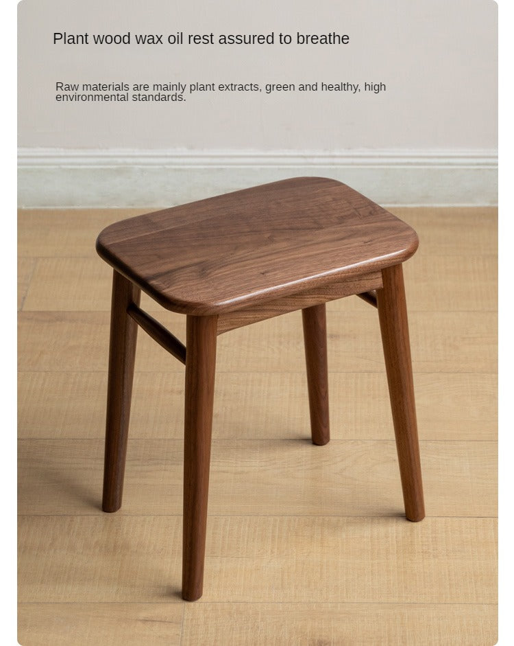Premium Black Walnut, Cherry & Oak Solid Wood Modern Vanity Stool - Luxury Makeup Seat for Dressing Table, Bedroom & Bathroom