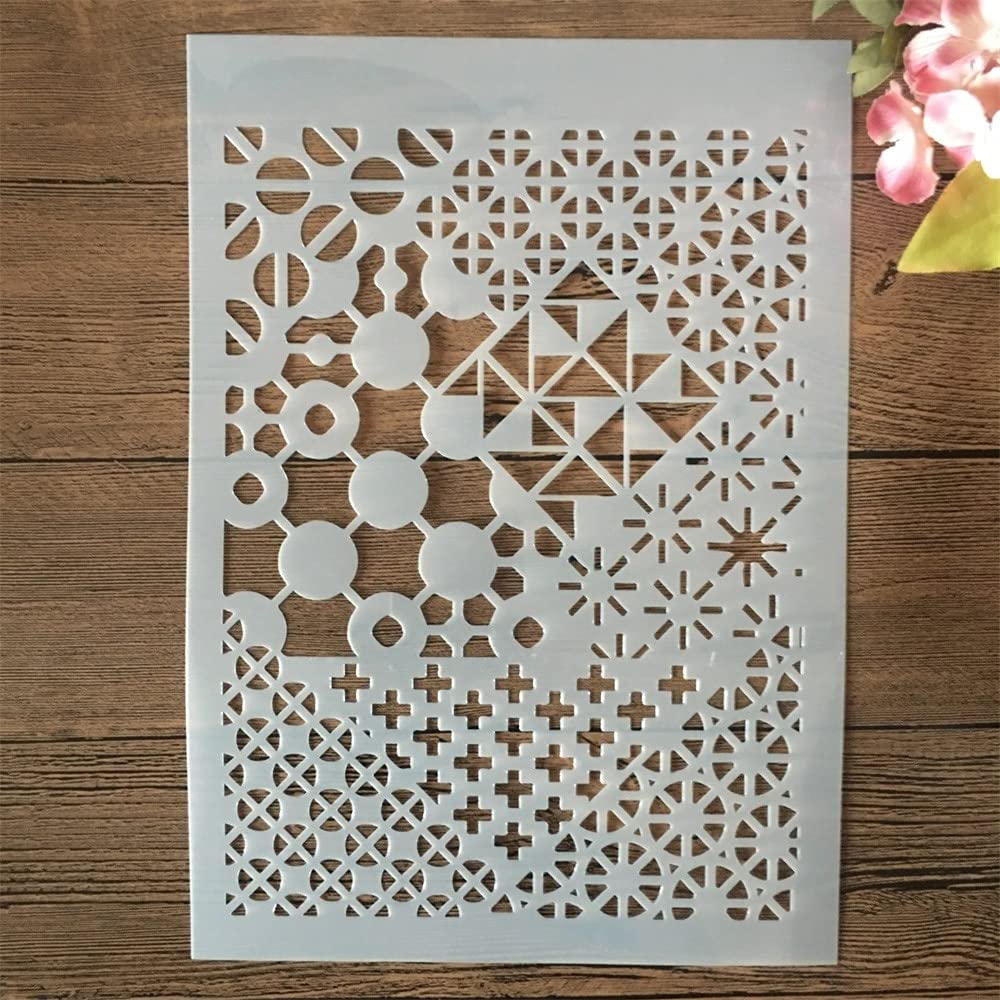 A4 29cm Reusable Painting Stencils - Geometric & Texture Drawing Templates for DIY Crafts, Home Decor, Wall Art & Scrapbooking