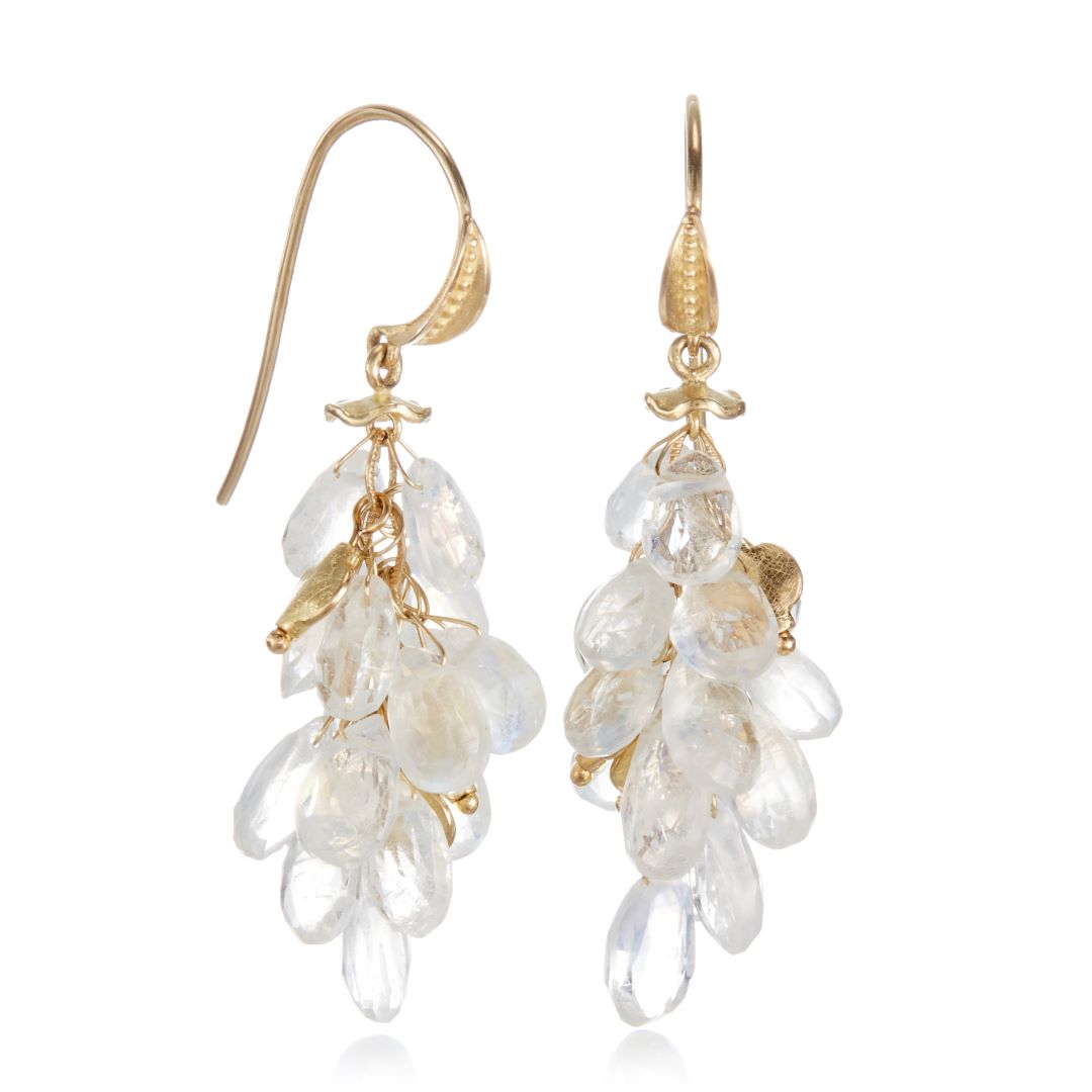 Moonstone Briolette Earrings – Natural Gemstone Dangle Earrings for Women | Boho Chic Jewelry for Everyday Wear & Special Occasions