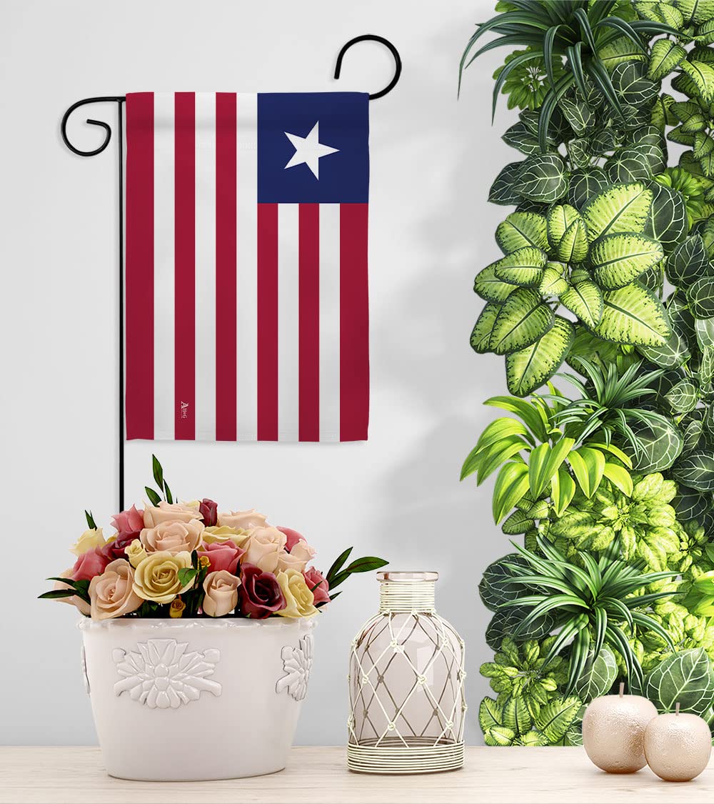 Americana Home & Garden Liberia Double-Sided Garden Flag Set with Stand - USA Made Patriotic Yard Decoration for International Country & Regional Pride - Perfect for Front Porch, Lawn Decor, and National Holiday Celebrations
