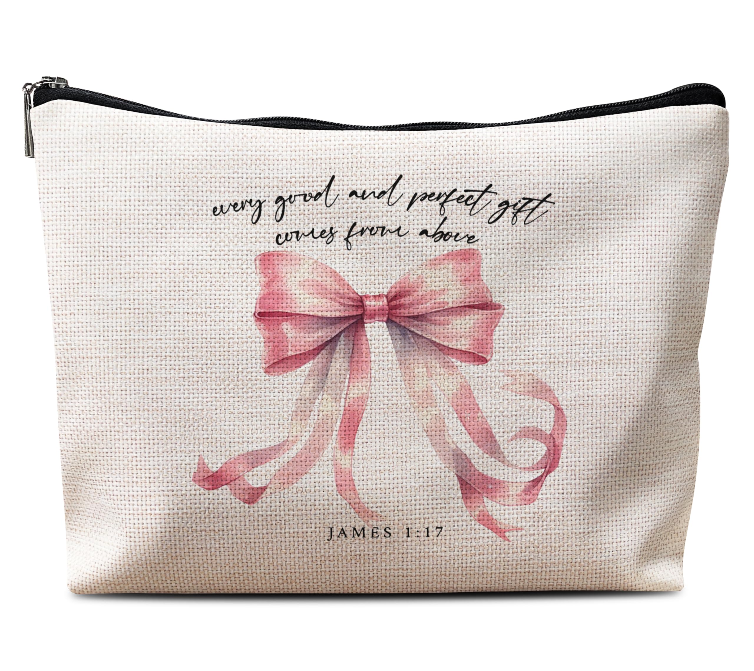 Pink Christian Makeup Bag with Bible Verse - Religious Gifts for Women - Perfect for Church & Travel