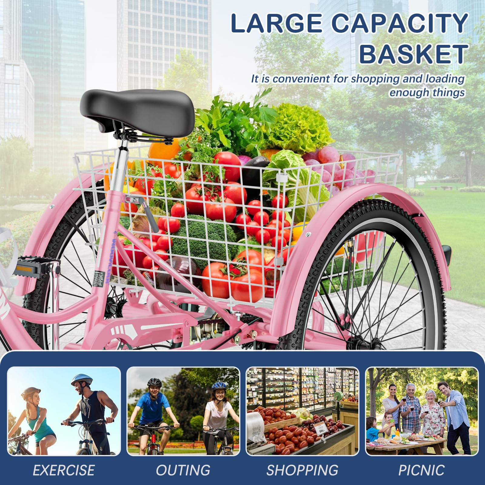 7-Speed Adult Tricycle with Basket - 20