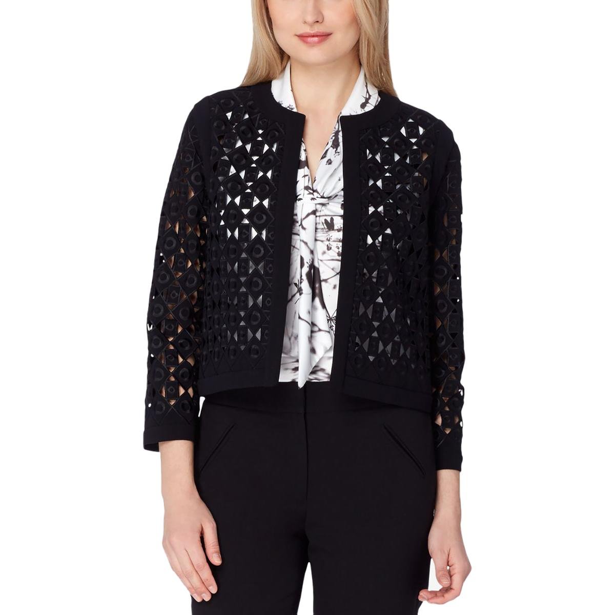 Tahari ASL Women's Collarless Laser Cut Frame Jacket - Stylish Blazer for Office, Business & Formal Events | Lightweight & Comfortable Workwear for Professional Women