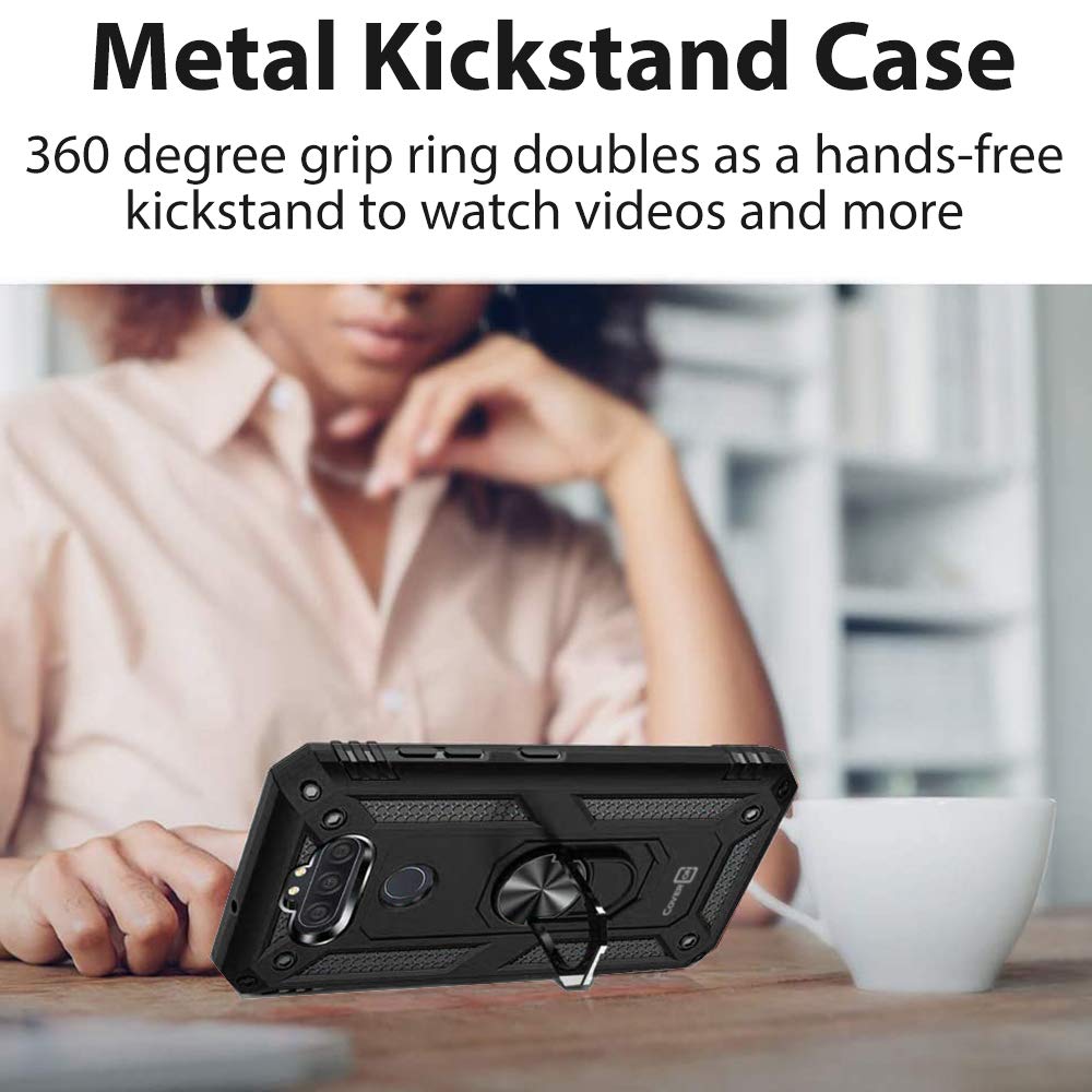 CoverON Ring Kickstand Case for LG Tribute Monarch/Risio 4/K8x - Rugged Magnetic Mount Phone Cover (Black) | Perfect for Hands-Free Viewing & Secure Car Mounting
