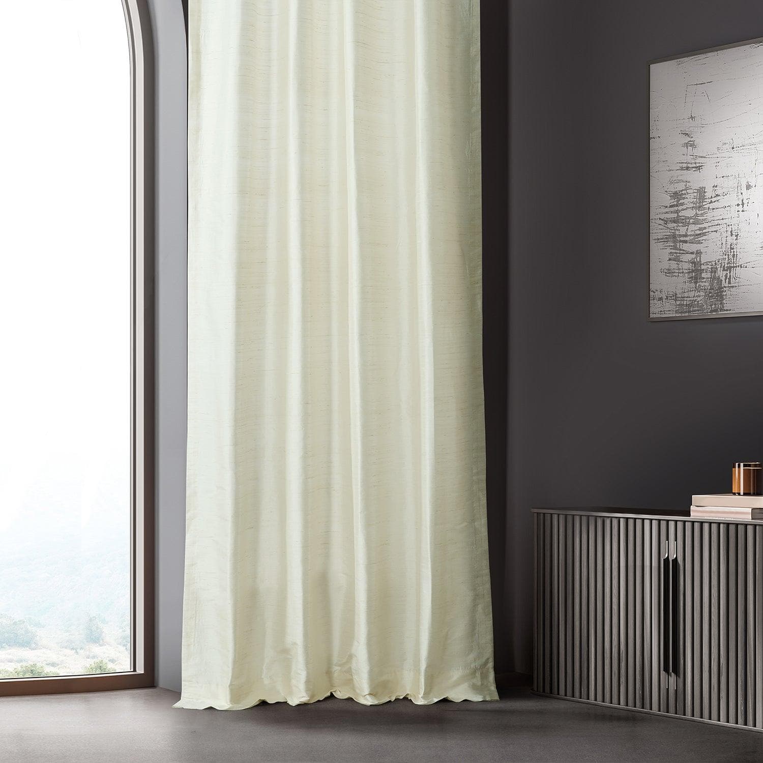 Luxury Pearl Textured Dupioni Silk Blackout Curtains - Elegant Room Darkening Drapes for Bedroom, Living Room & Home Theater
