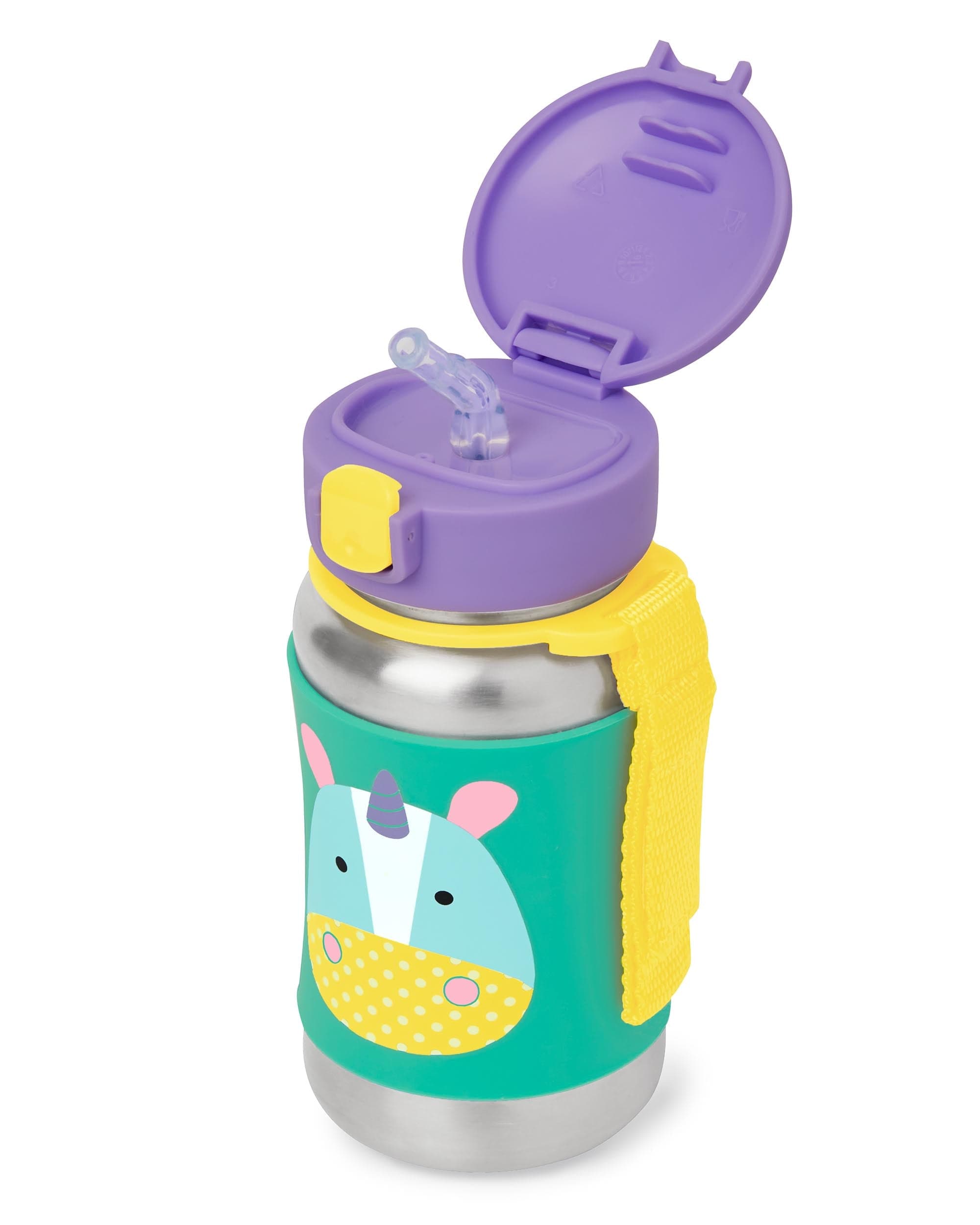 Skip Hop Zoo Stainless Steel Straw Bottle - Insulated Kids Water Bottle with Leak-Proof Lid, BPA-Free & Eco-Friendly - Perfect for School, Travel & Outdoor Activities