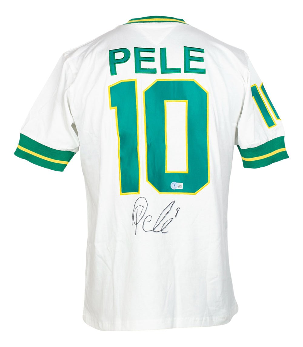 Authentic Pele Signed White New York Cosmos Vintage Soccer Jersey - Rare Collectible Memorabilia for Soccer Fans, Display & Investment - Perfect for Sports Memorabilia Collections, Man Cave Decor, or Gift for Soccer Enthusiasts