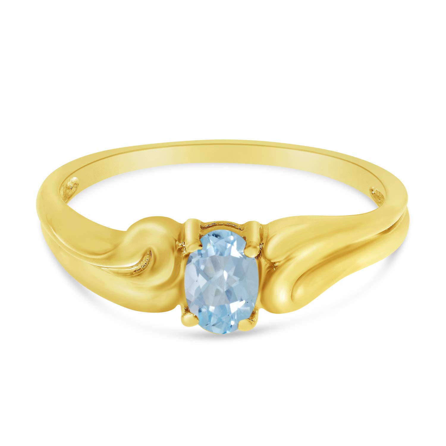 14K Yellow Gold Oval Aquamarine Ring for Women - March Birthstone Jewelry - Elegant Engagement, Wedding, Anniversary Gift for Her - Perfect for Everyday Wear & Special Occasions