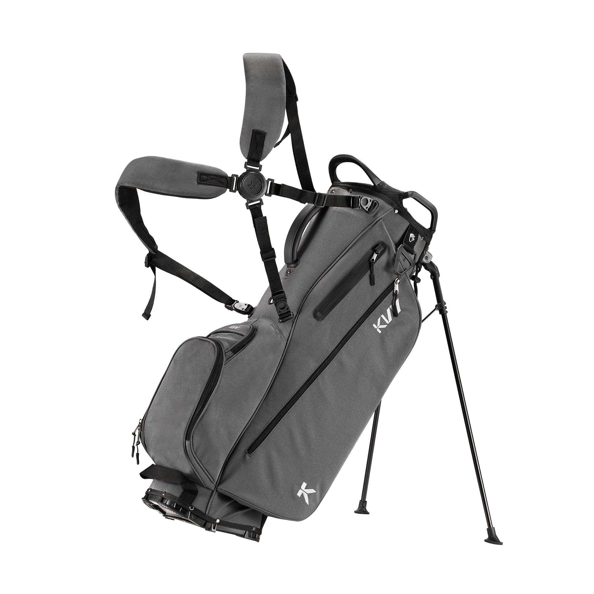 KVV Lightweight Golf Stand Bag with 7-Way Full-Length Dividers & 5 Zippered Pockets - Auto-Adjust Dual Straps, Stylish Design - Perfect for Golfers, Tournaments & Practice Rounds