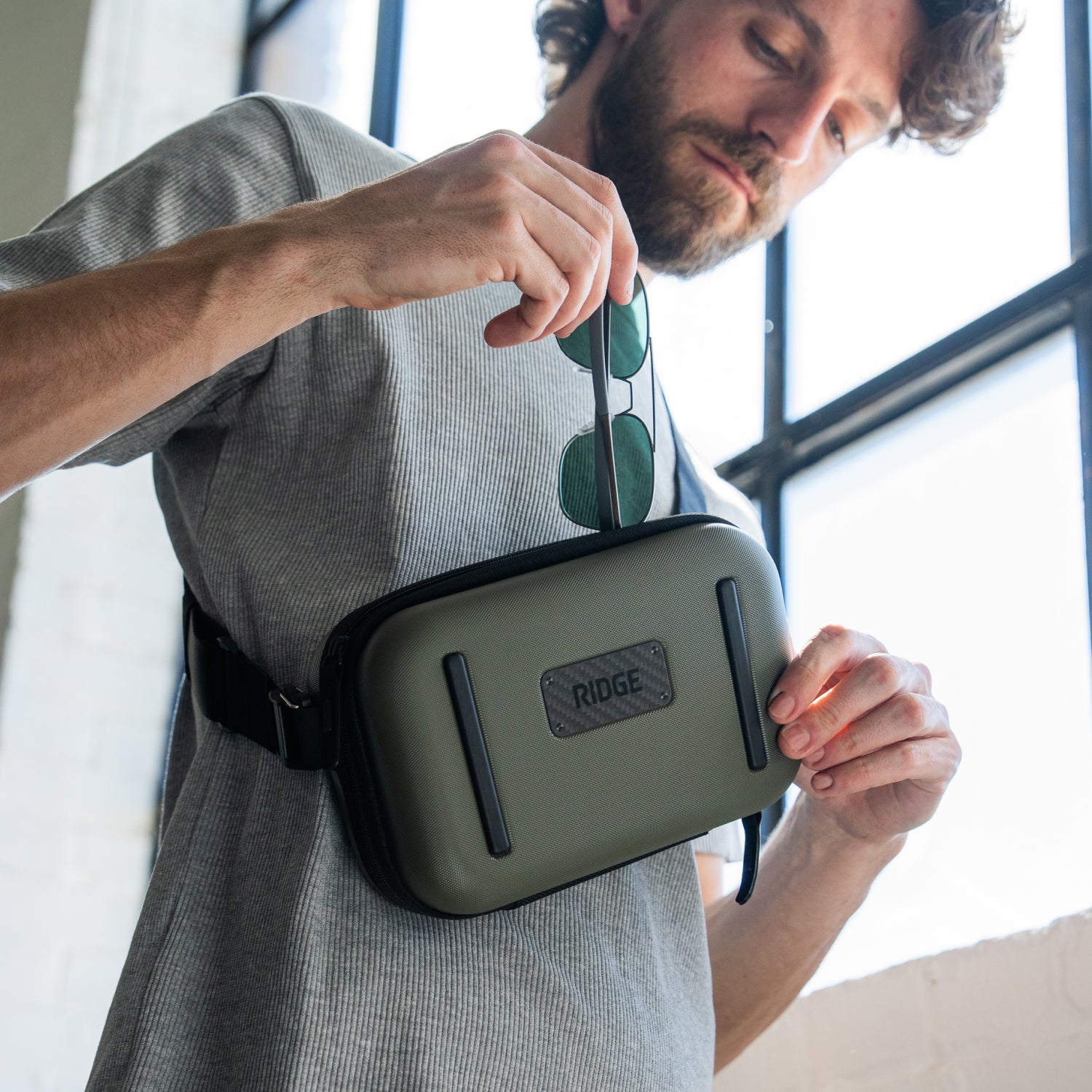 Durable Hardshell Sling Backpack - Matte Olive Green for Travel, Hiking & Everyday Use | Waterproof & Lightweight Design