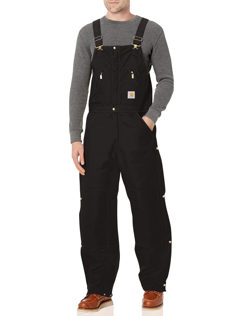 Carhartt Men's Quilt Lined Zip-Front Bib Overalls R38 - Durable Workwear for Construction, Farming & Outdoor Activities