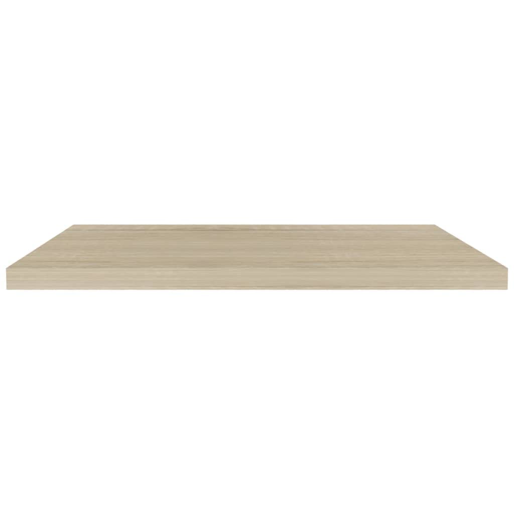Floating Wall Shelves Set of 2 - Modern Oak MDF Wall Mounted Display Shelves (35.4