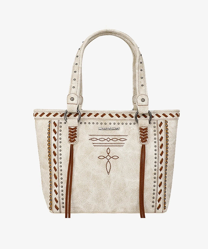 Montana West Diamond Cross Stitch Concealed Carry Tote Bag for Women - Stylish CCW Purse with Hidden Gun Pocket for Everyday Carry & Self Defense