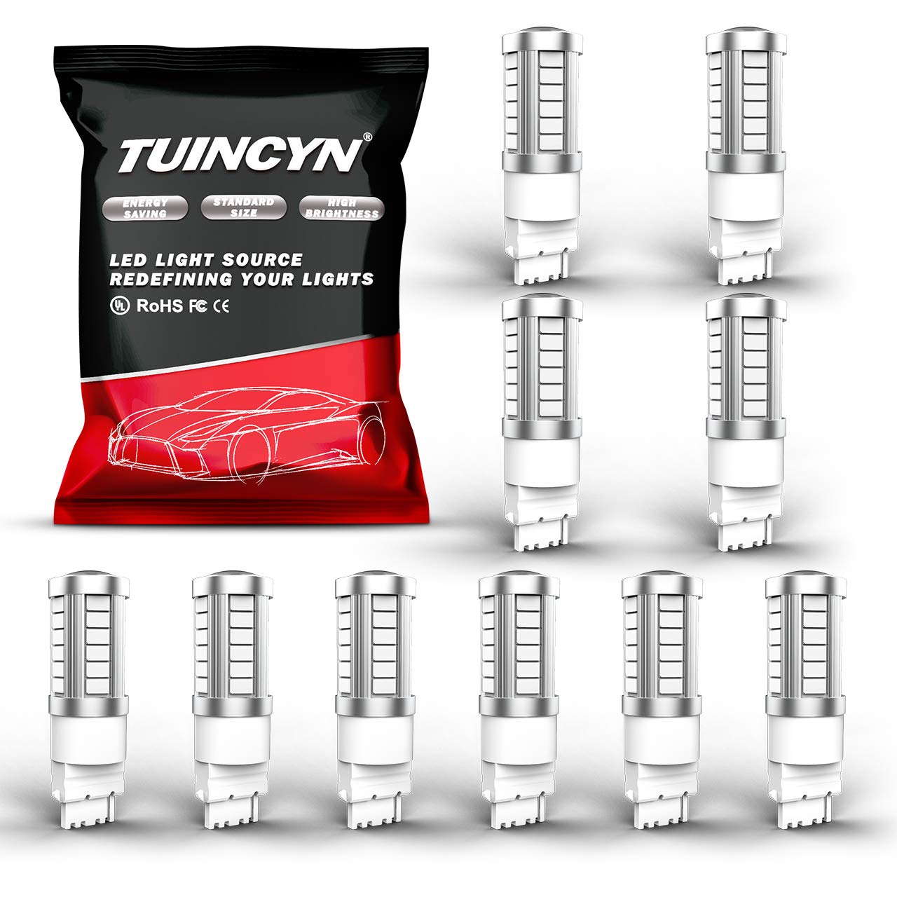 TUINCYN 3156 LED Brake Light Bulb - Blue 5630 33SMD, 900 Lumens Super Bright - 1141 7056 Tail Light, Reverse Light, Parking Light, Turn Signal Lamp - DC 12V 3.6W (Pack of 10) - Perfect for Cars, Trucks, SUVs, Motorcycles & Trailers