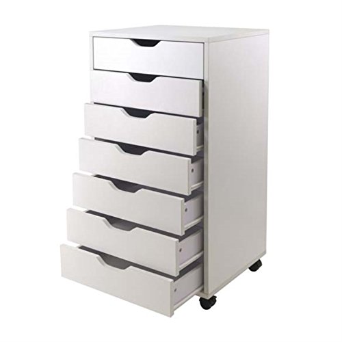 Ergode Wood Halifax 7-Drawer Storage Cabinet in White - Versatile Organizer for Home Office, Bedroom & Living Room | Easy-Open Drawers with Smooth Gliding | Space-Saving Mobile Design for Small Spaces | Perfect for Storing Files, Books, Toys & Home Essentials