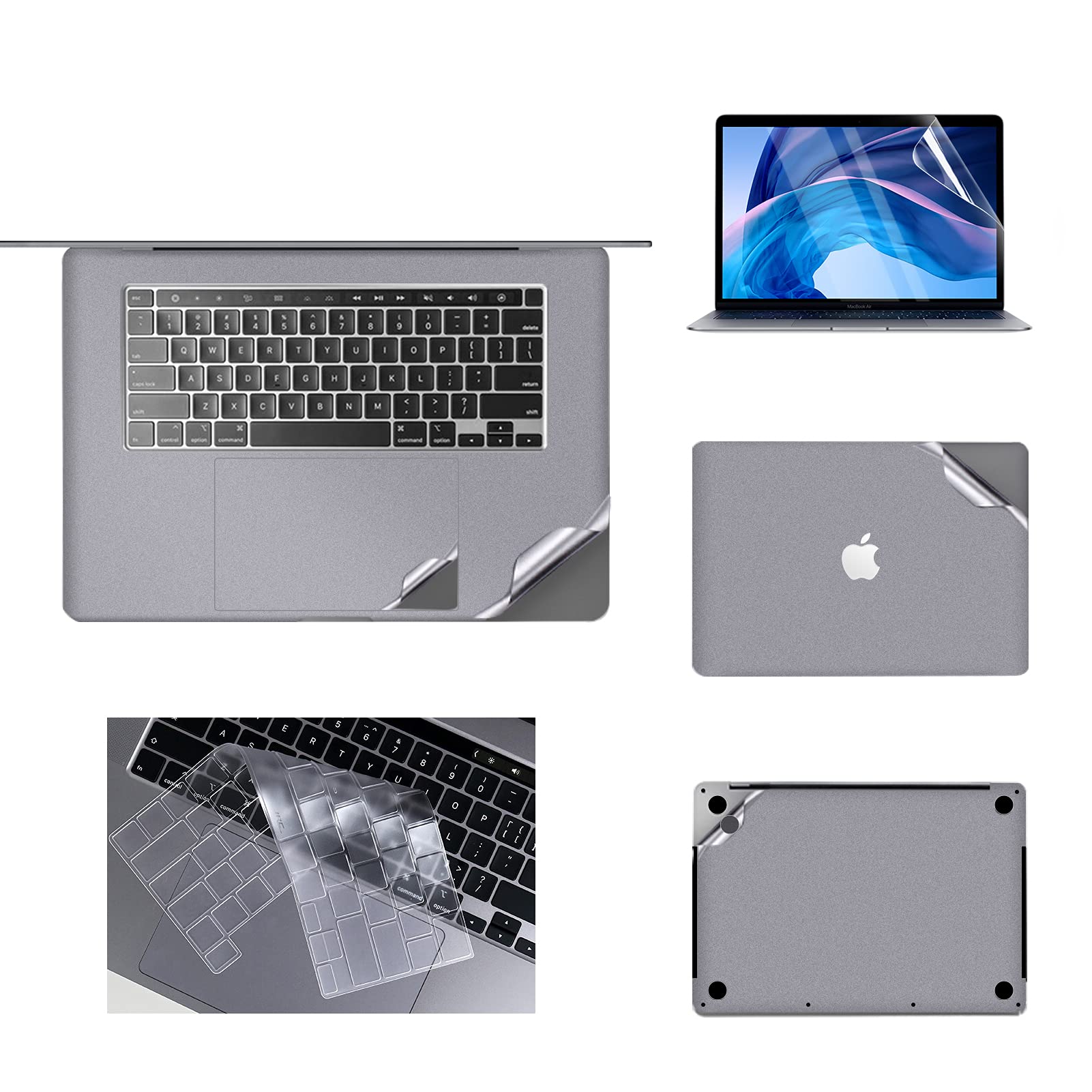 IMMOENUC 5-in-1 Laptop Skin Sticker Decal for MacBook Pro 16.1-Inch A2141 - TPU Keyboard Cover, Palm Rest Protector, Screen Film (Deep Space Gray) | Perfect for Work, Travel & Home Office Use