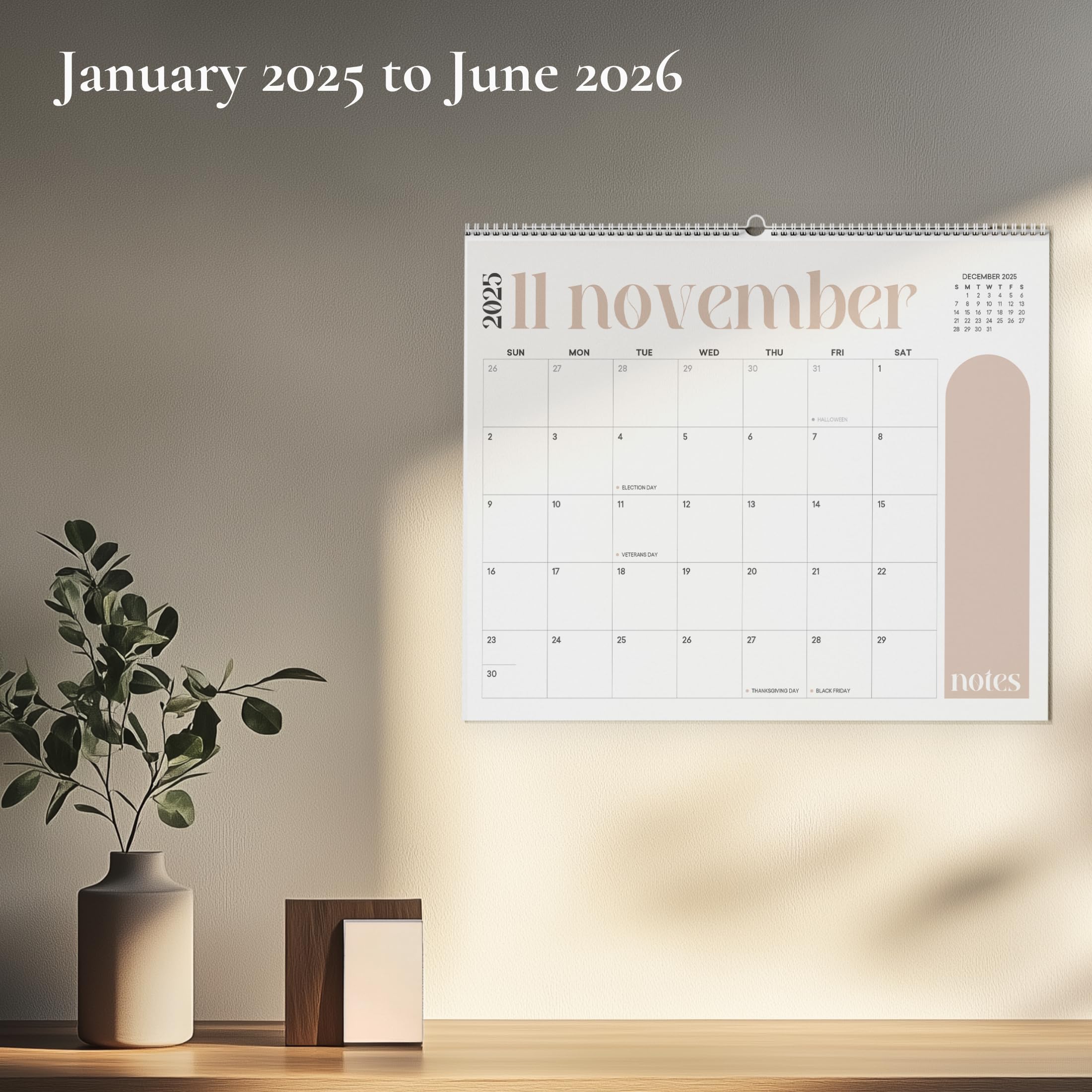 2025-2026 18-Month Hanging Wall Calendar (Jan 2025-Jun 2026) - 13.5