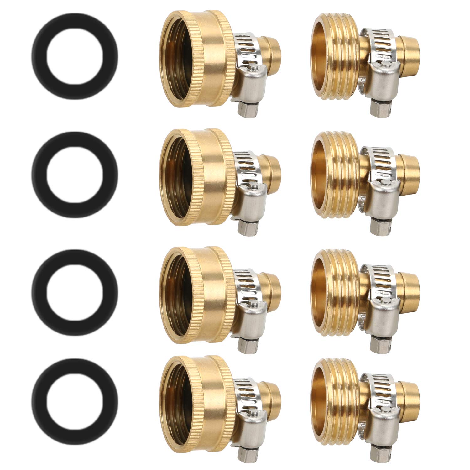 STYDDI 4-Pack Garden Hose Repair Kit - Heavy Duty Solid Brass 1/2
