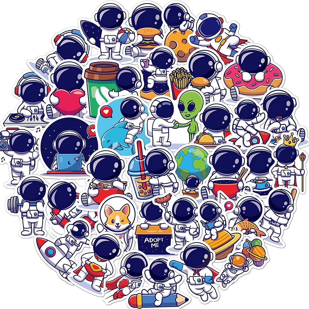 NASA Astronaut Stickers for Kids - 50Pcs Waterproof Space Decals for Laptop, Water Bottle & Scrapbooking