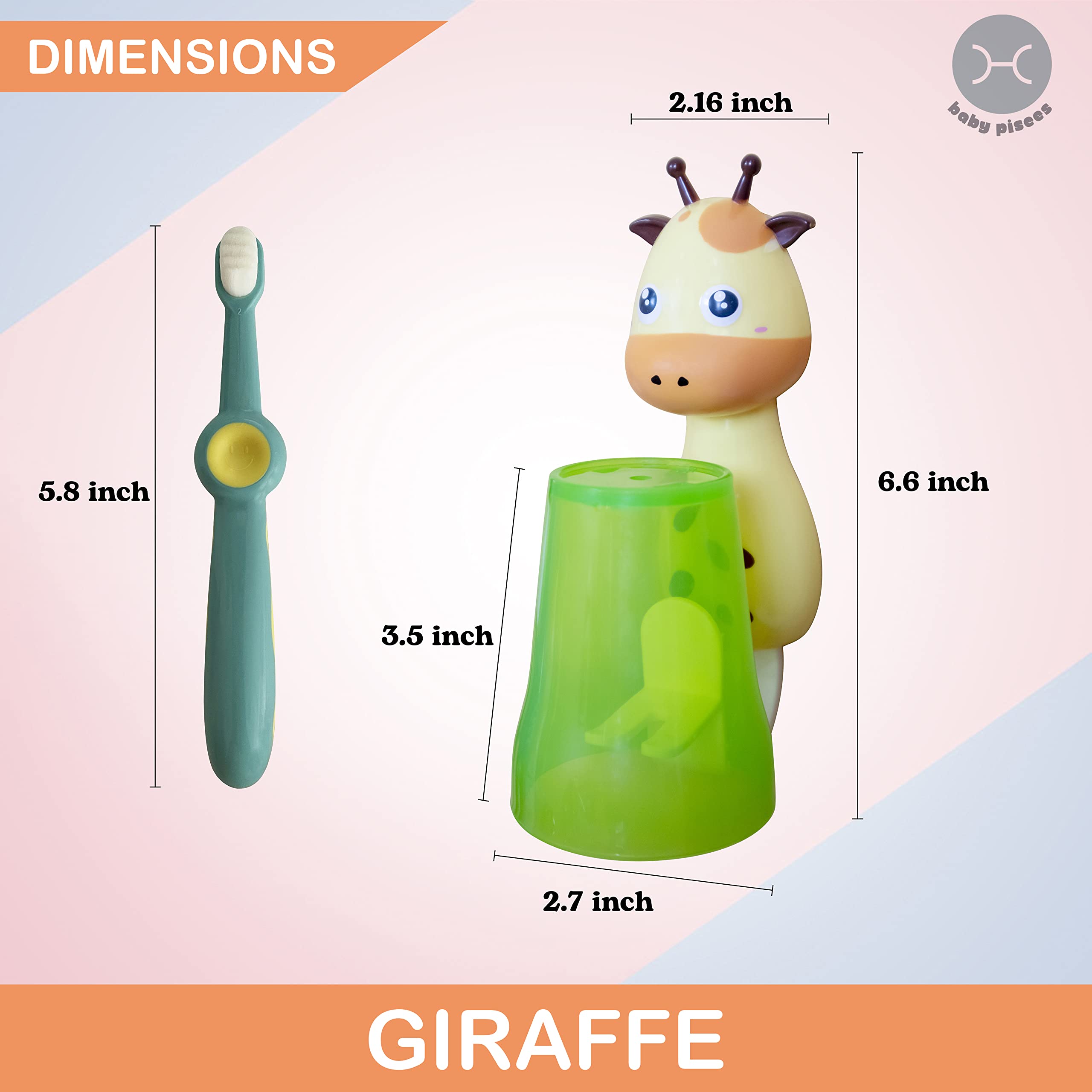 Giraffe Wall Mounted Toothbrush Holder for Kids - Ultra Soft Bristle Toothbrush & Hanging Bathroom Organizer | Perfect for Kids' Bathroom, Nursery, or Travel | Fun Tooth Brushing Solution for Children