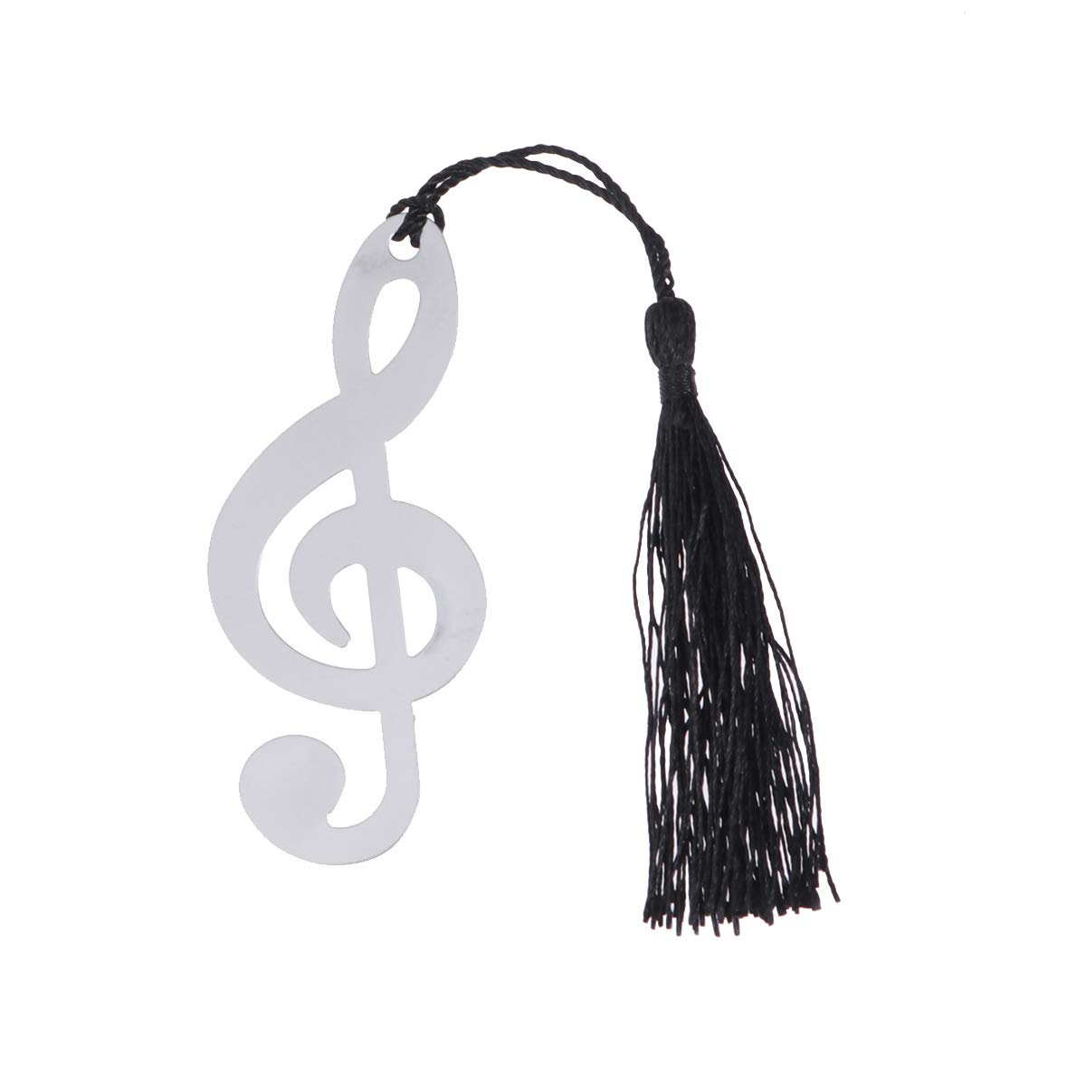 Amosfun 10pcs Stainless Steel Musical Note Bookmark with Black Tassel - Elegant Graduation Gifts for Students, Teachers, Music Lovers - Perfect for Yearbooks, Photo Props, and Graduation Decorations (Silver)