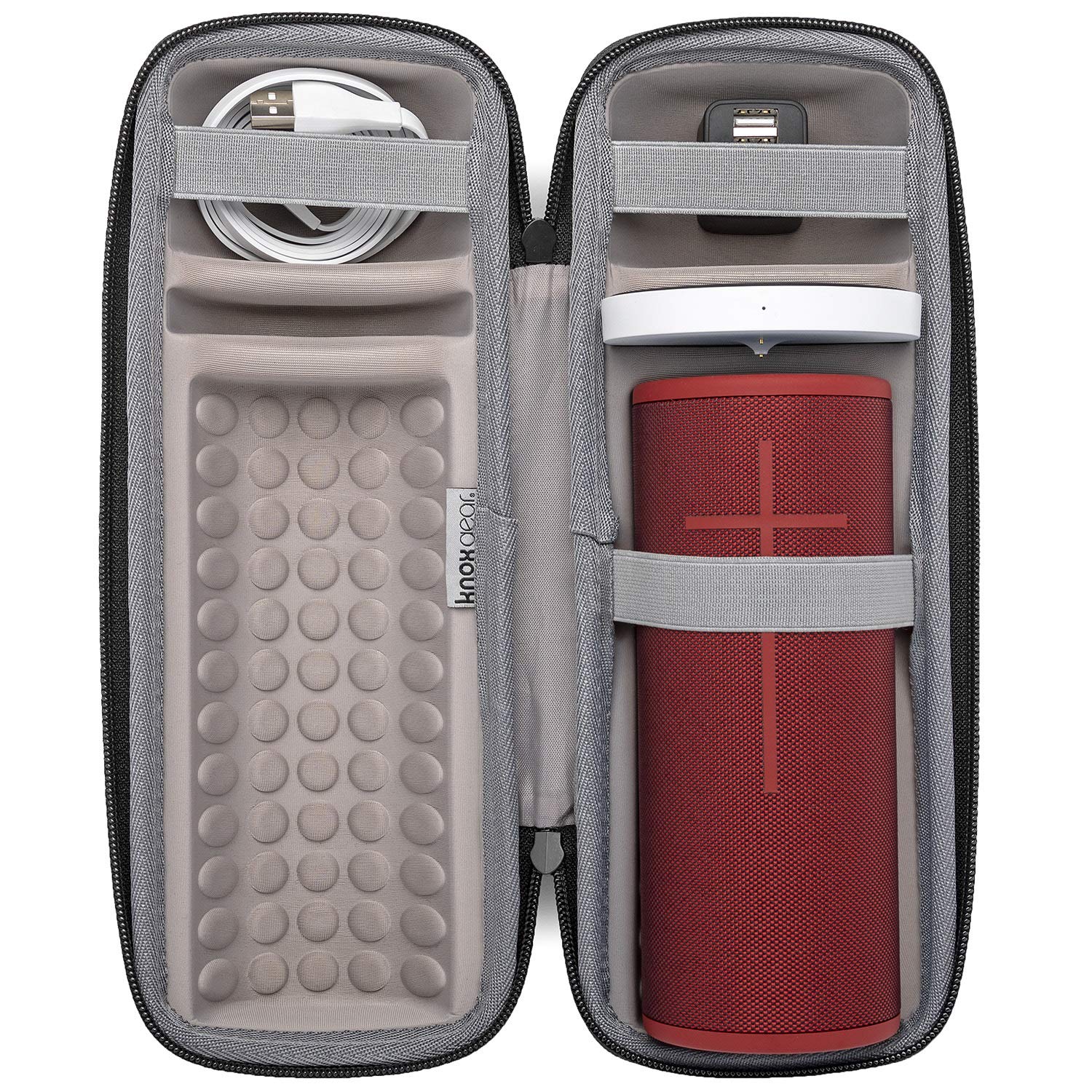 Ultimate Ears BOOM3 Waterproof Bluetooth Speaker - Sunset Red with USB-C Cable, Charging Dock, Protective Case & Wall Plug (4-Piece Bundle) - Perfect for Pool Parties, Beach Outings & Outdoor Adventures