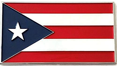 Puerto Rico Car Flag - Chrome Plated Car Emblem with Strong Adhesive | Easy Peel & Stick Decal for Vehicles | Perfect for Showcasing Puerto Rican Pride on Cars, Trucks & SUVs