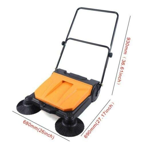 Industrial Manual Push Sweeper - 360° Rotating Floor Cleaning Tool for Carpet, Hardwood & Outdoor Surfaces | Perfect for Household, Commercial & Construction Sites | Backyard, Walkways, Lawns & Road Cleaning Solution