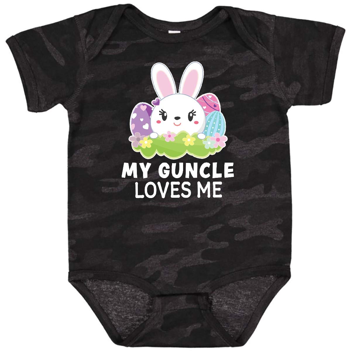 My Guncle Loves Me Baby Bodysuit - Cute Bunny & Easter Eggs Design for Holidays