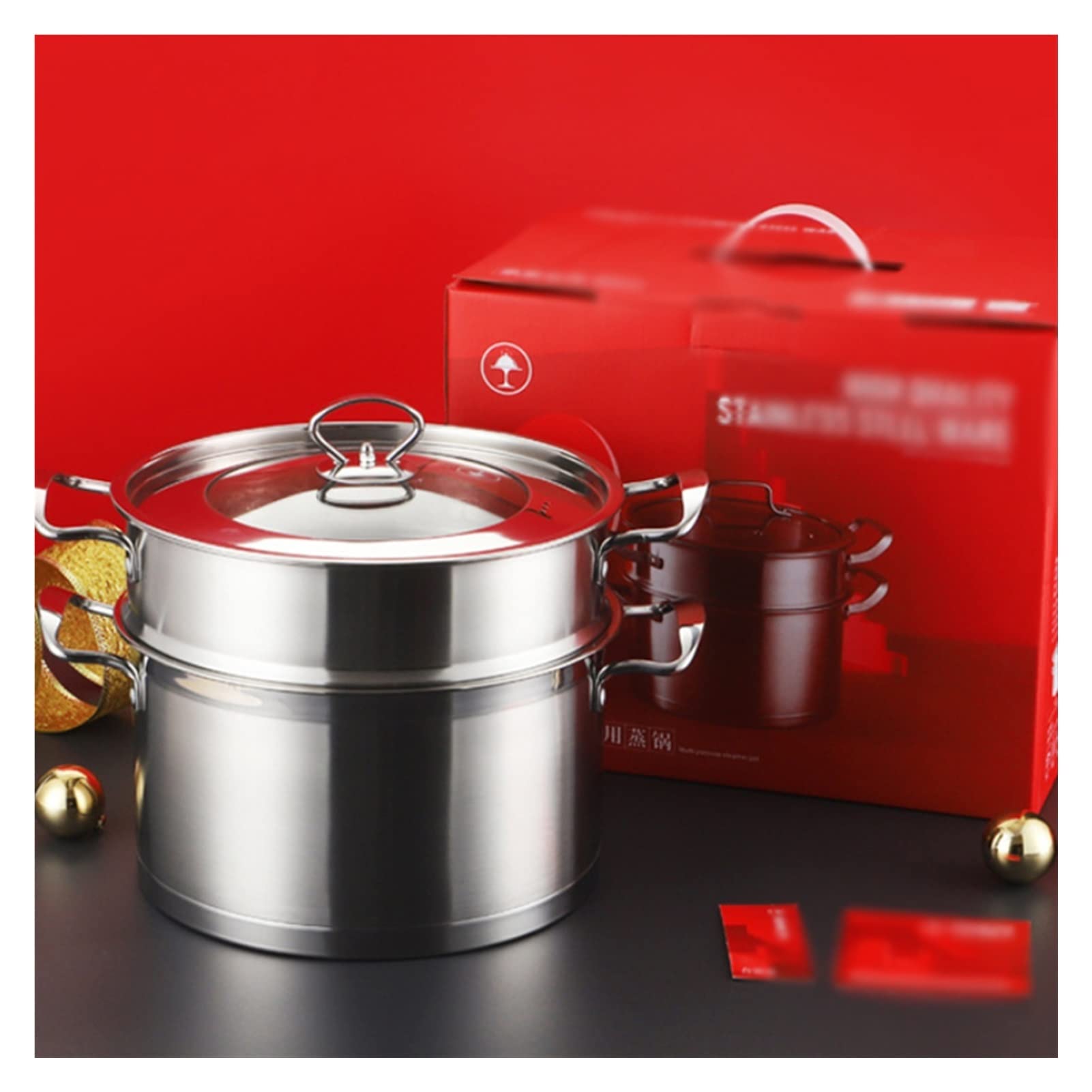 Stainless Steel Double Boiler Steam Pot with Thickened Base - Dual Handle Soup & Stew Pot for Kitchen Cooking | Perfect for Melting Chocolate, Making Sauces & Slow Cooking (Color: A, Size: One Size)