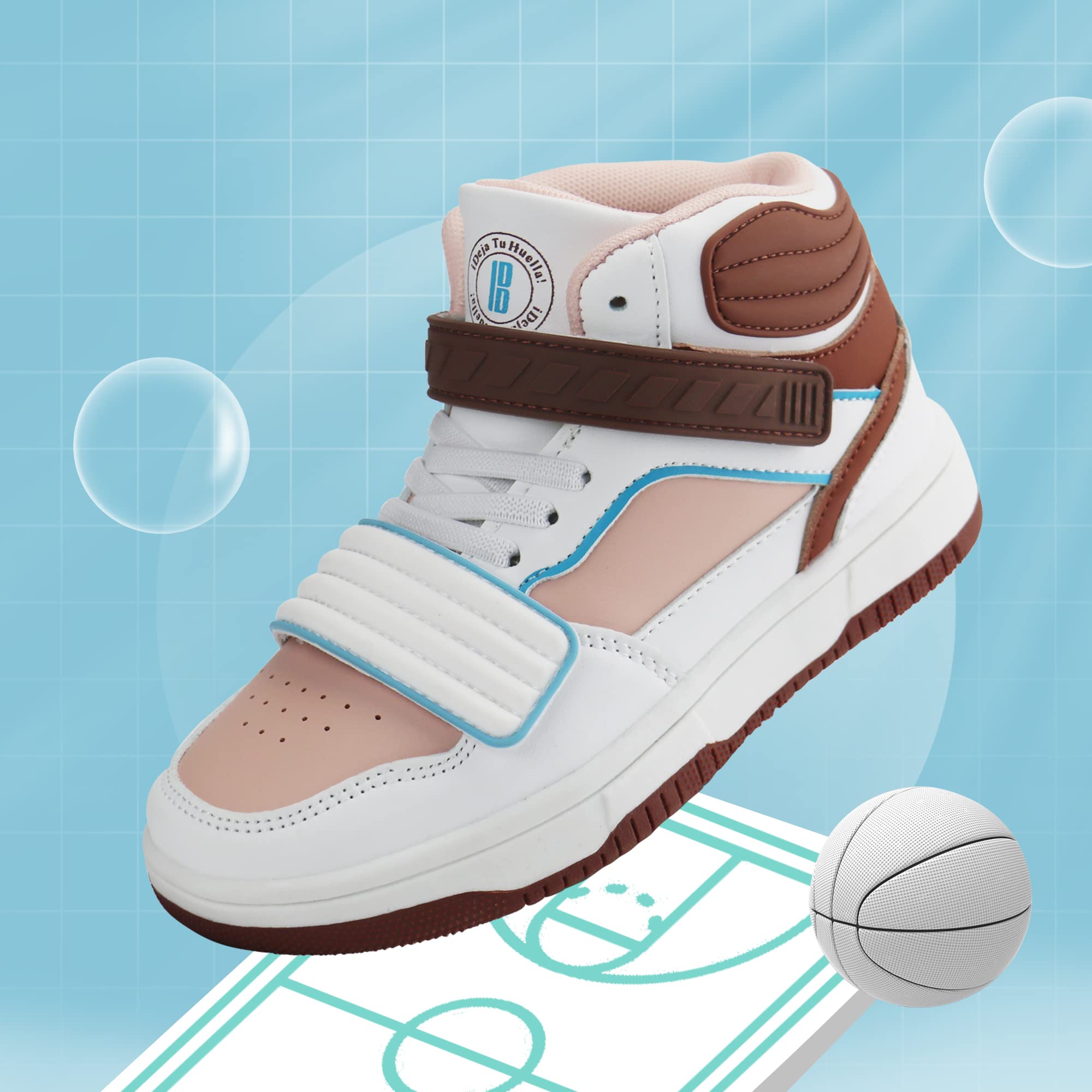 Brooman Kids Basketball Shoes - High Top Sneakers for Girls & Boys - Non-Slip School Sports Shoes for Basketball, Running & Playground Activities