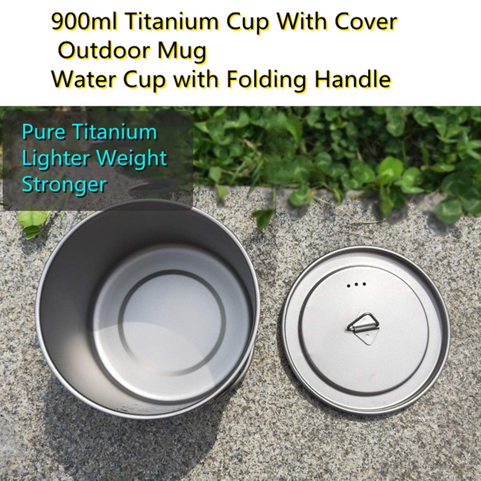 BIVOUAC 900ml Titanium Pot with Lid - Lightweight Titanium Camping Cookware Set, Backpacking Coffee Cup for Outdoor Cooking, Hiking & Camping Trips