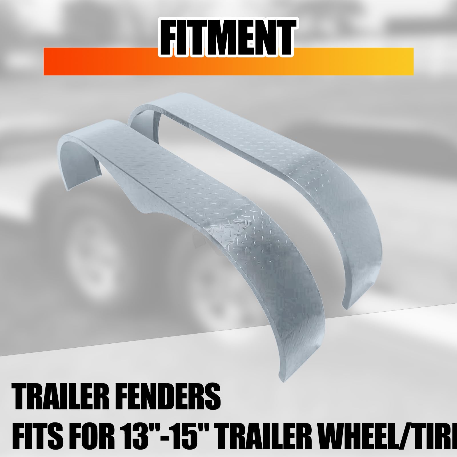 GARVEE 2Pcs Heavy Duty Steel Trailer Fenders - 66 x 9.1 x 20 Inch Tandem Round Double Axle Fenders for 13-15 Inch Wheels (Grey) - Perfect for Utility Trailers, Boat Trailers & RV Trailers