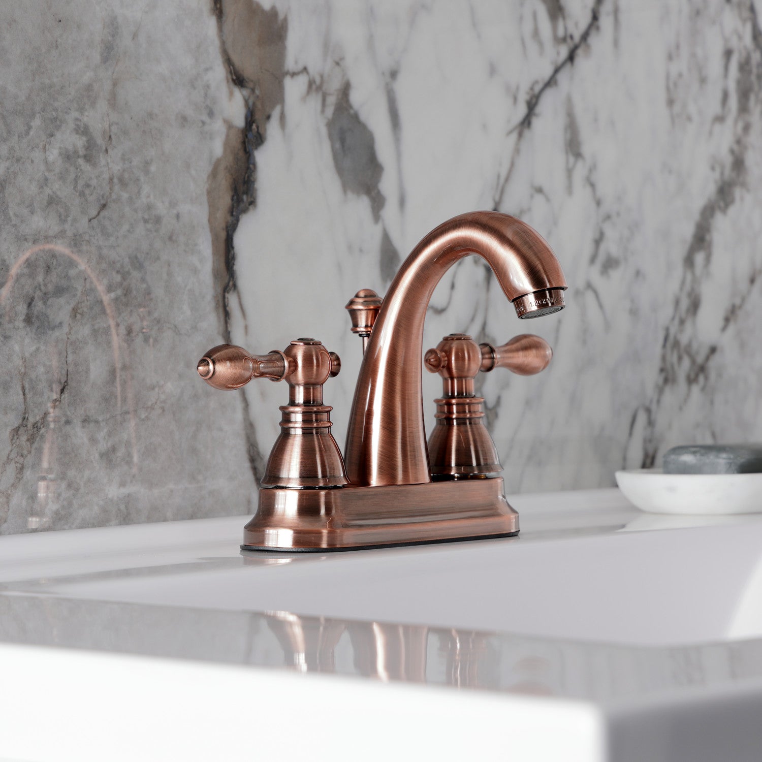 American Classic FSY561ACLAC Double Handle 3-Hole Deck Mount 4-Inch Centerset Bathroom Faucet with Pop-Up Drain in Antique Copper - Perfect for Vintage Style Bathroom Renovation and Modern Home Upgrade