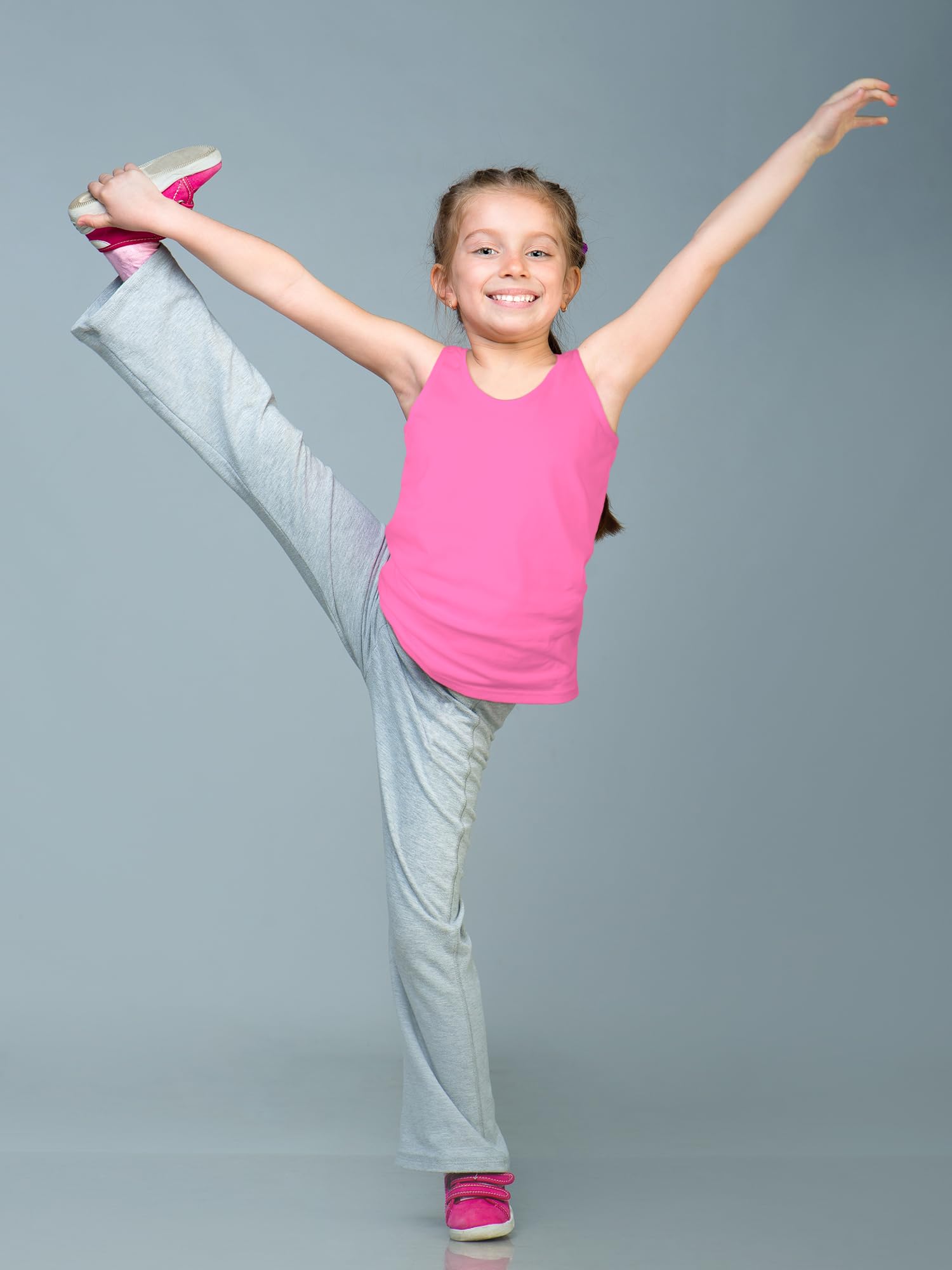 SATINIOR 4 Pack Girls Dance Tank Tops - Racerback Crop Tops Sleeveless Athletic Shirts for Dance, Gymnastics & Yoga - Breathable Workout Tops for Kids & Teens (Perfect for Dance Class, Gym Training & Performance Costumes)