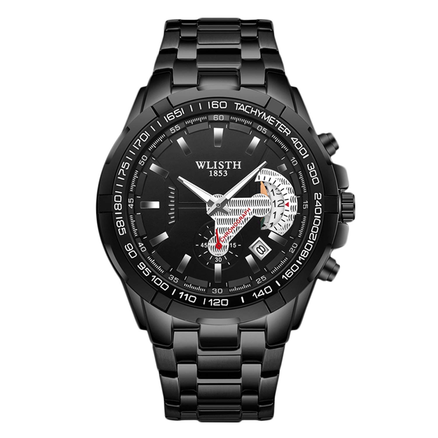 RORIOS Men's Waterproof Analog Quartz Watch with Luminous Hands & Stainless Steel Bracelet - Multi-Function Military Style Wristwatch for Outdoor, Sports & Everyday Wear