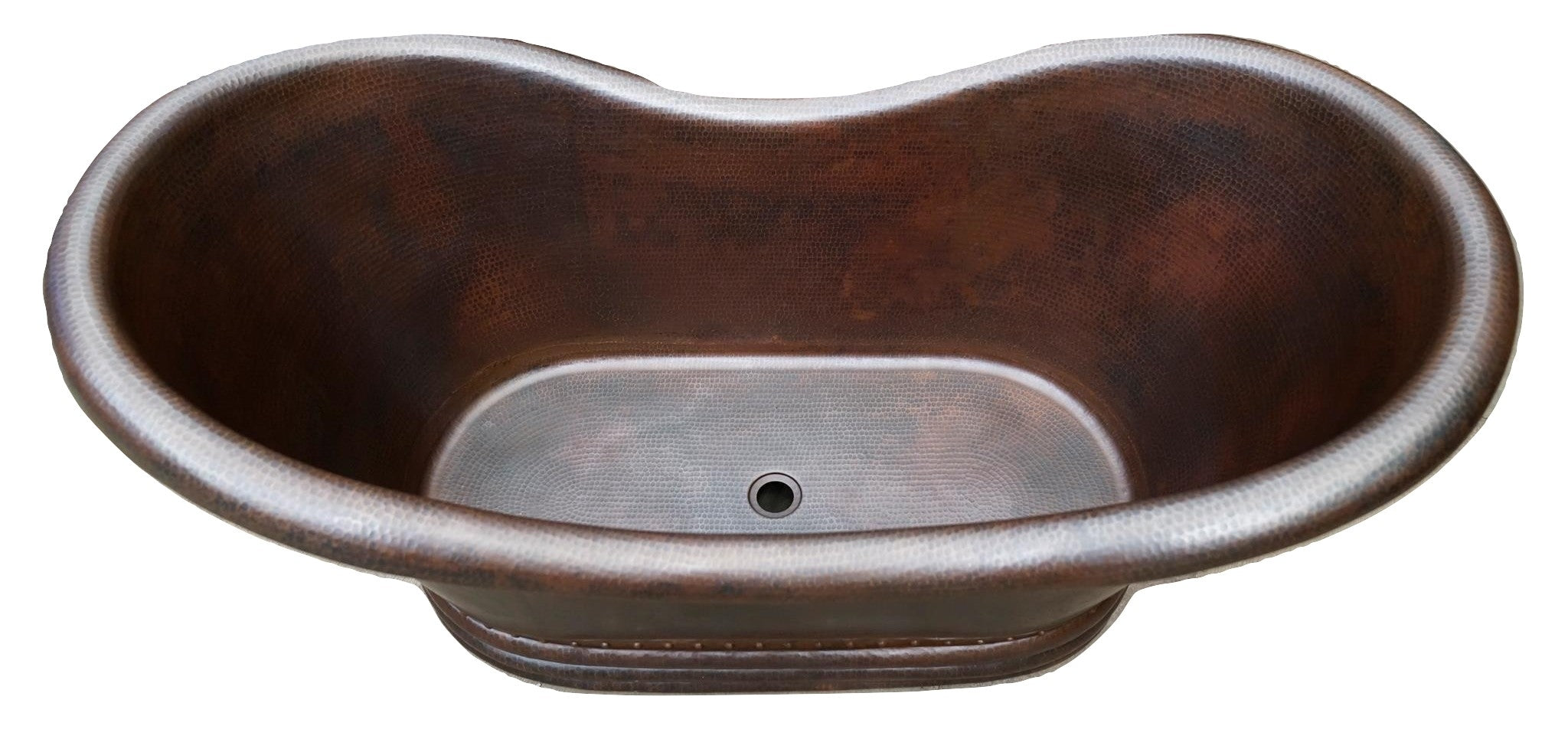 Premium Double Slipper Hammered Copper Bathtub - Handcrafted Freestanding Soaking Tub for Luxury Bathroom & Spa Relaxation