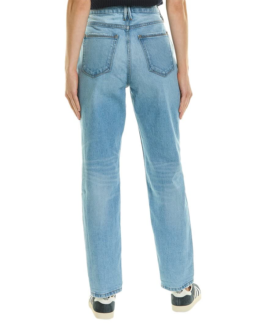 GOOD AMERICAN Women's The Weekender Relaxed Fit Blue Jeans | High Waist Stretch Denim Pants for Casual Wear & Weekend Outfits