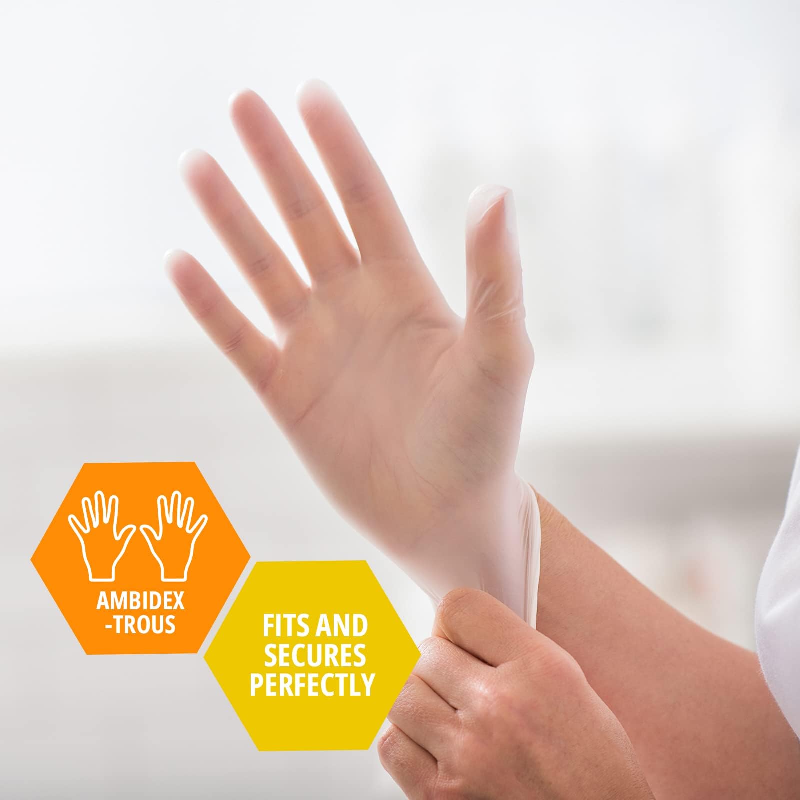 MedPride Powder-Free Vinyl Gloves - Large Size (Box of 100) | Latex-Free, Disposable, General Purpose Gloves for Medical, Cleaning & Food Handling