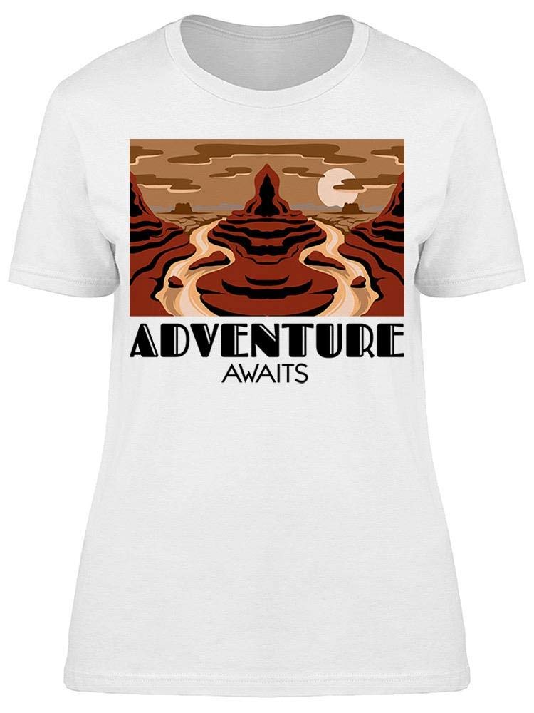Smartprints Adventure Awaits Landscape Graphic T-Shirt for Women - Casual Outdoor Travel Tee for Hiking, Camping & Road Trips